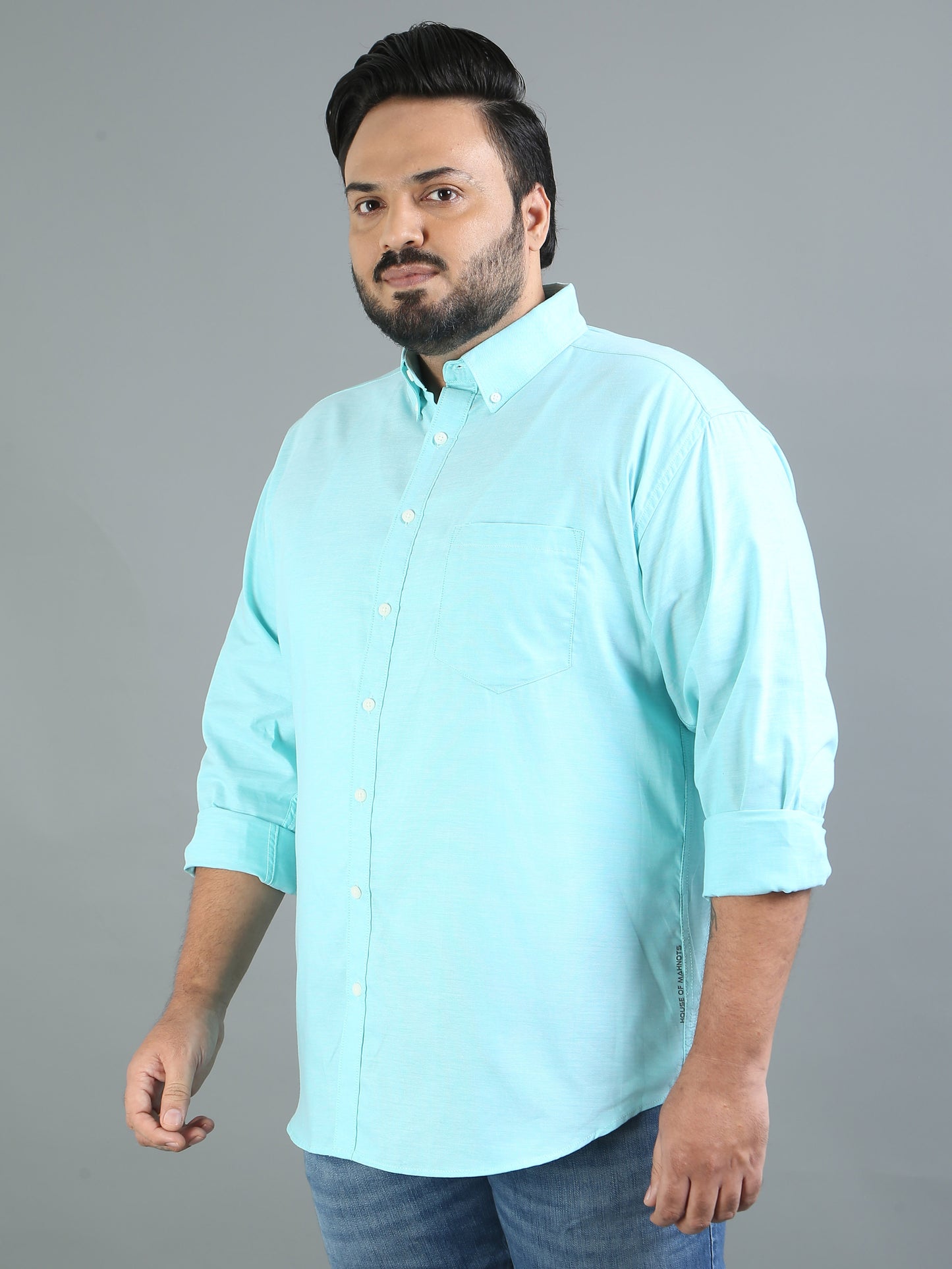 France Foam Plus Size Solid Shirt
