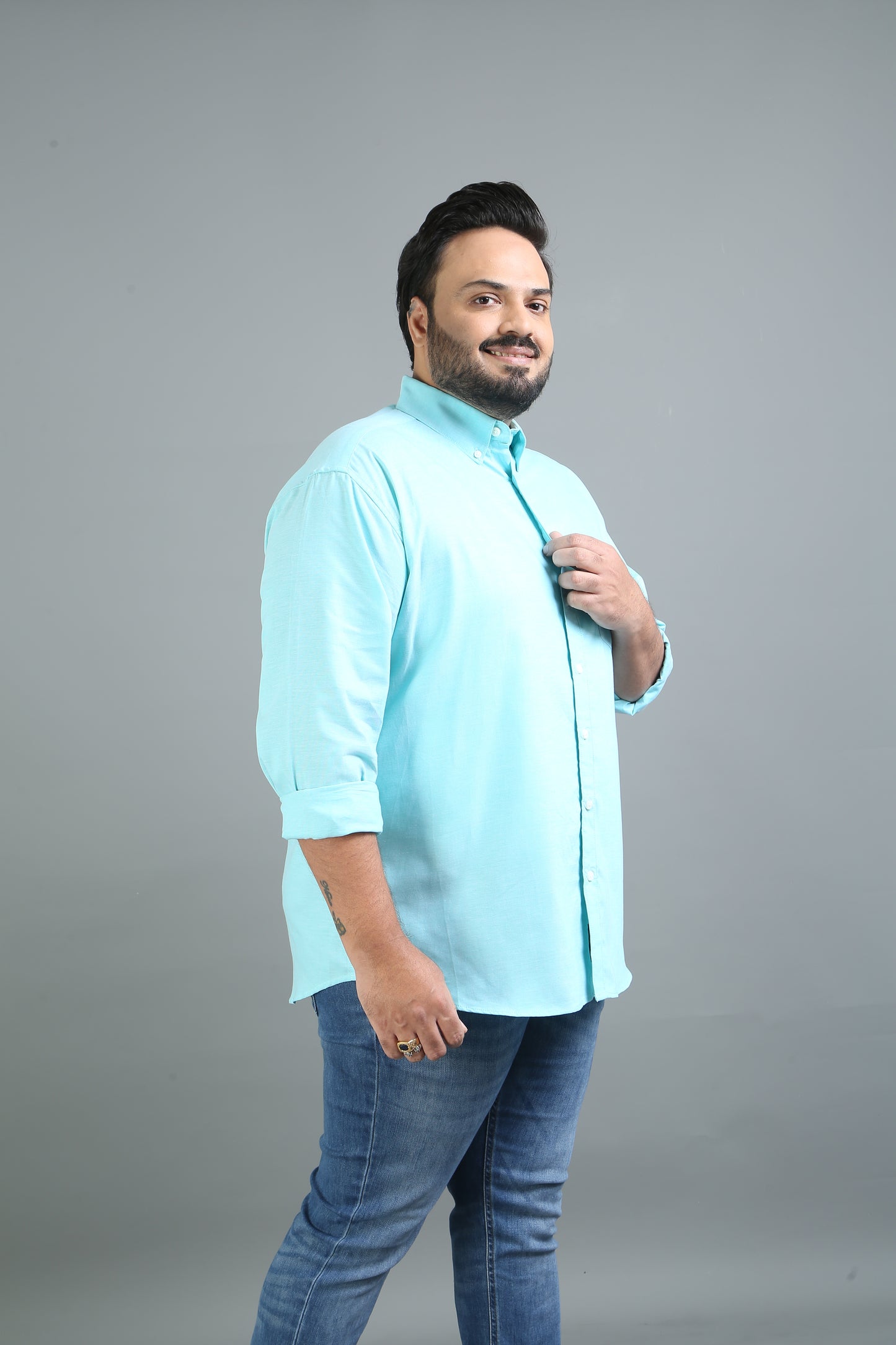 France Foam Plus Size Solid Shirt