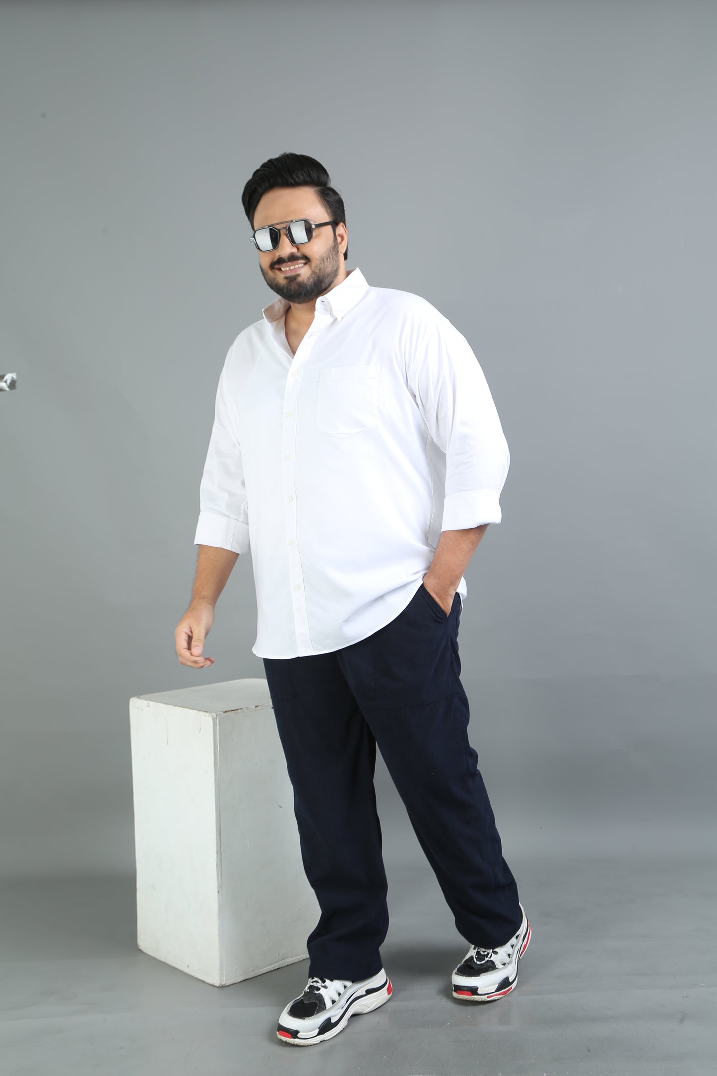 France white Plus Size Solid Shirt