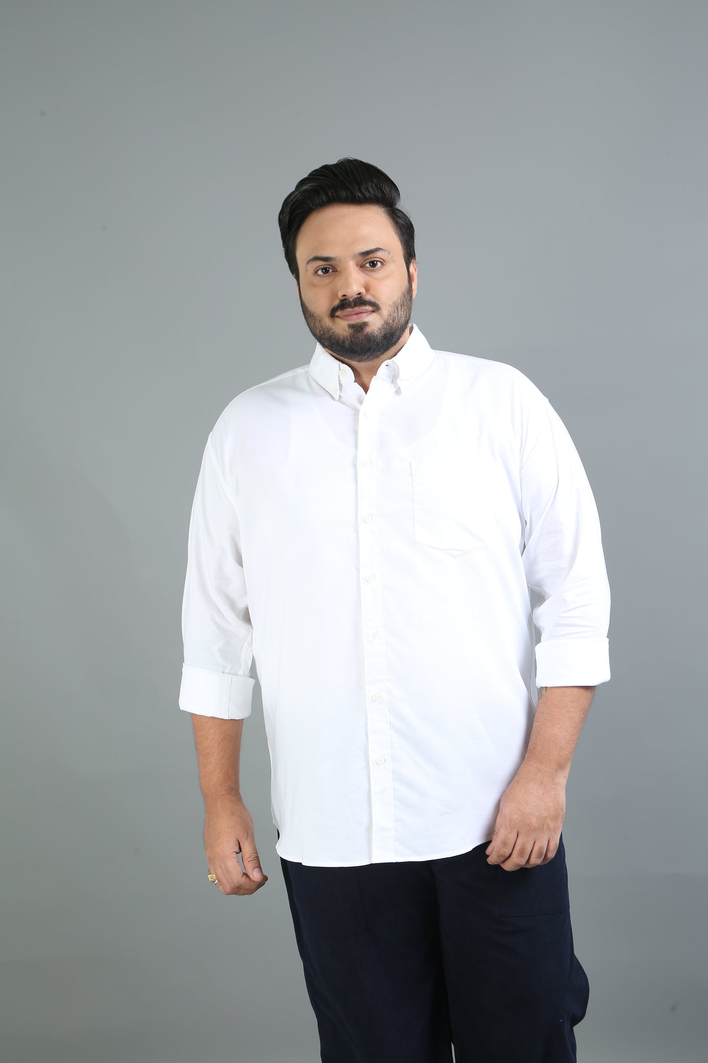 France white Plus Size Solid Shirt