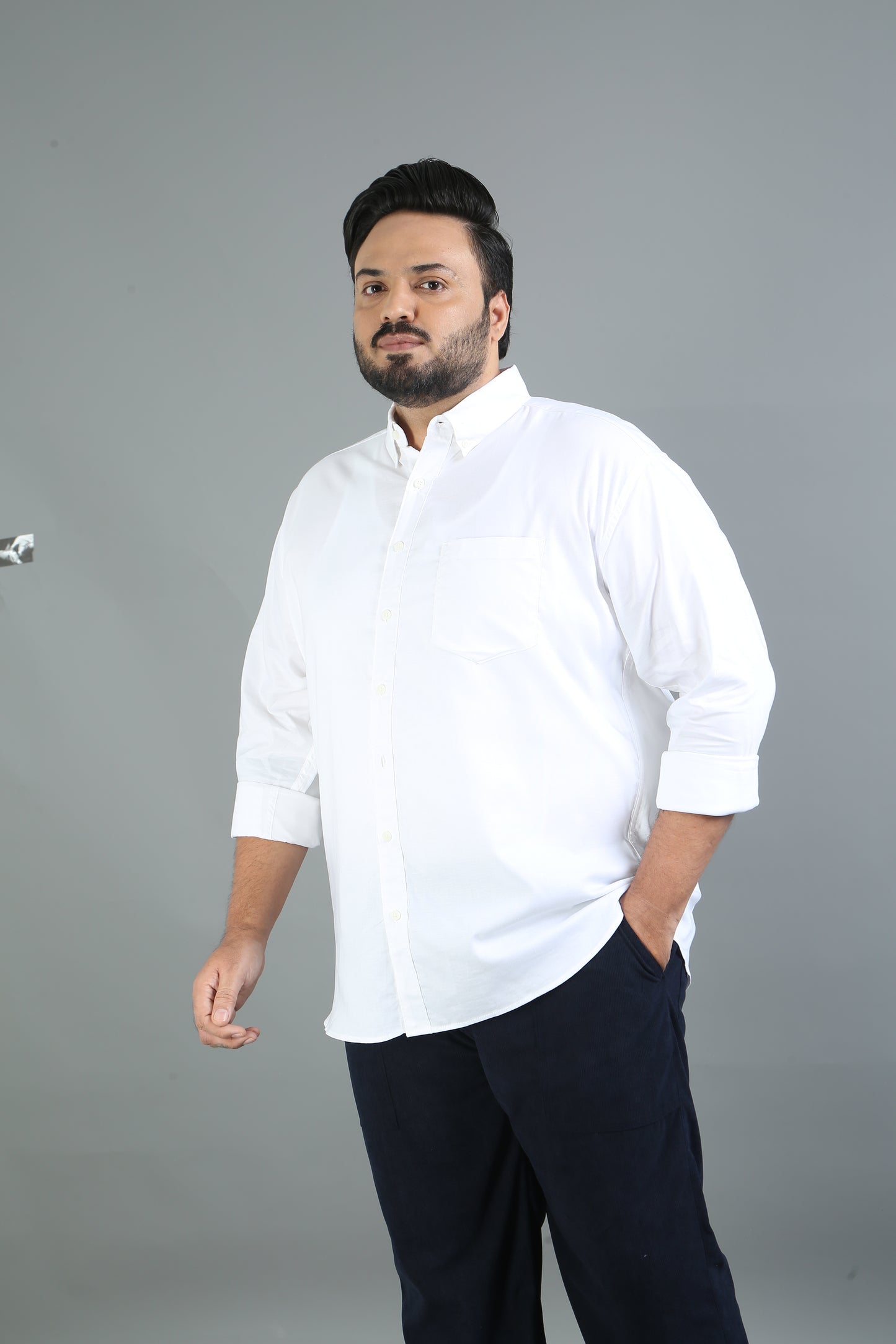 France white Plus Size Solid Shirt