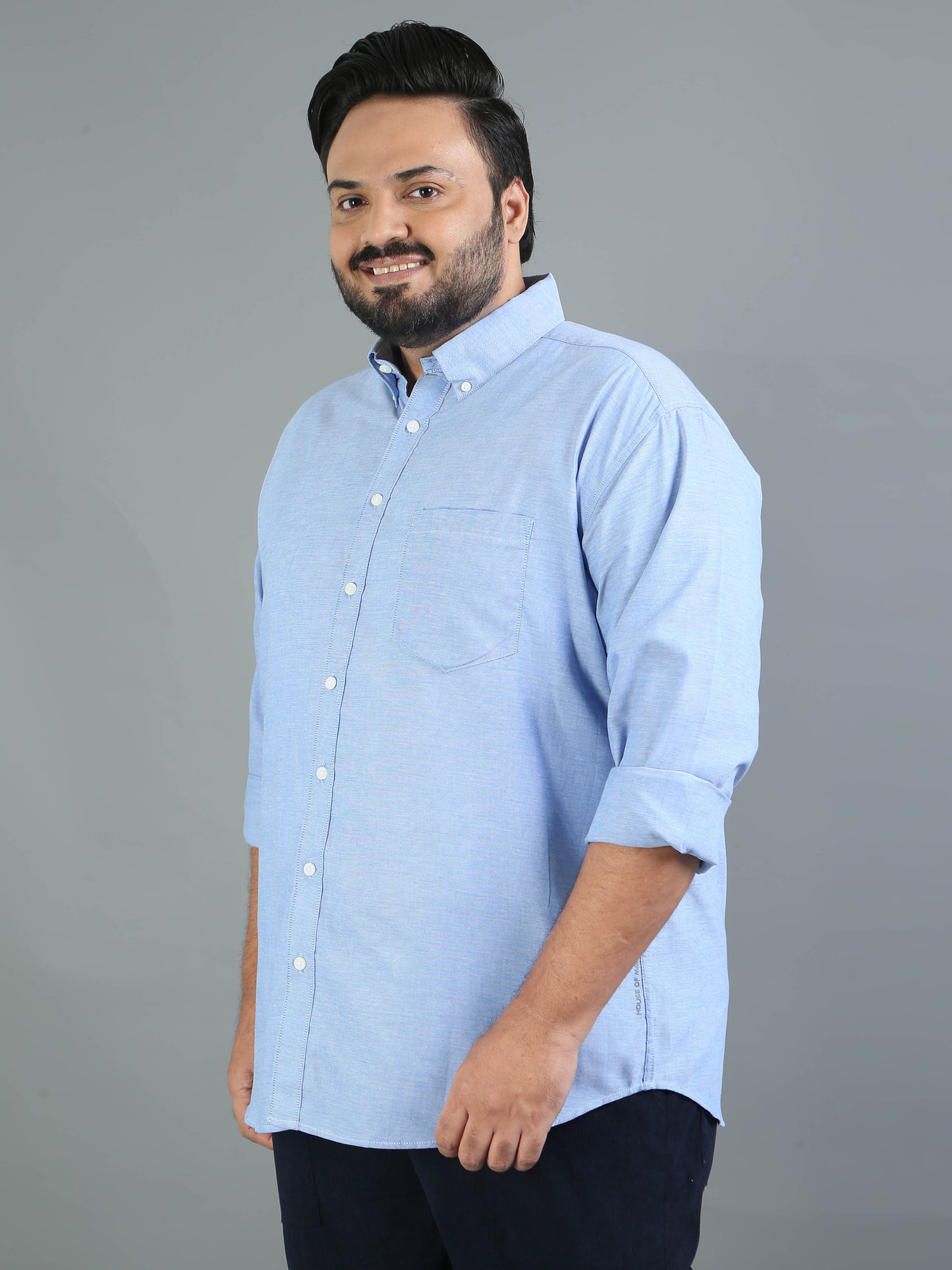 France Tropical Blue Plus Size Solid Shirt
