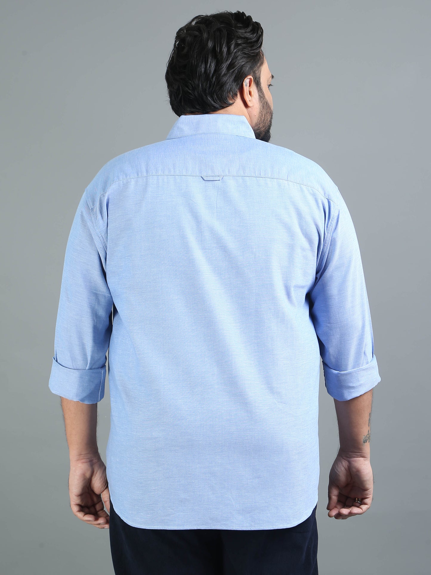 France Tropical Blue Plus Size Solid Shirt