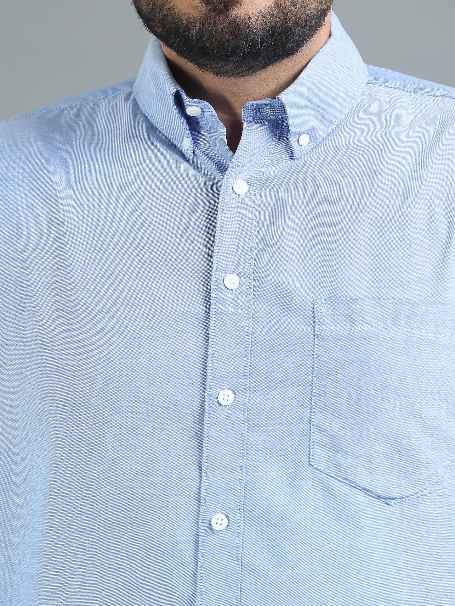 France Tropical Blue Plus Size Solid Shirt