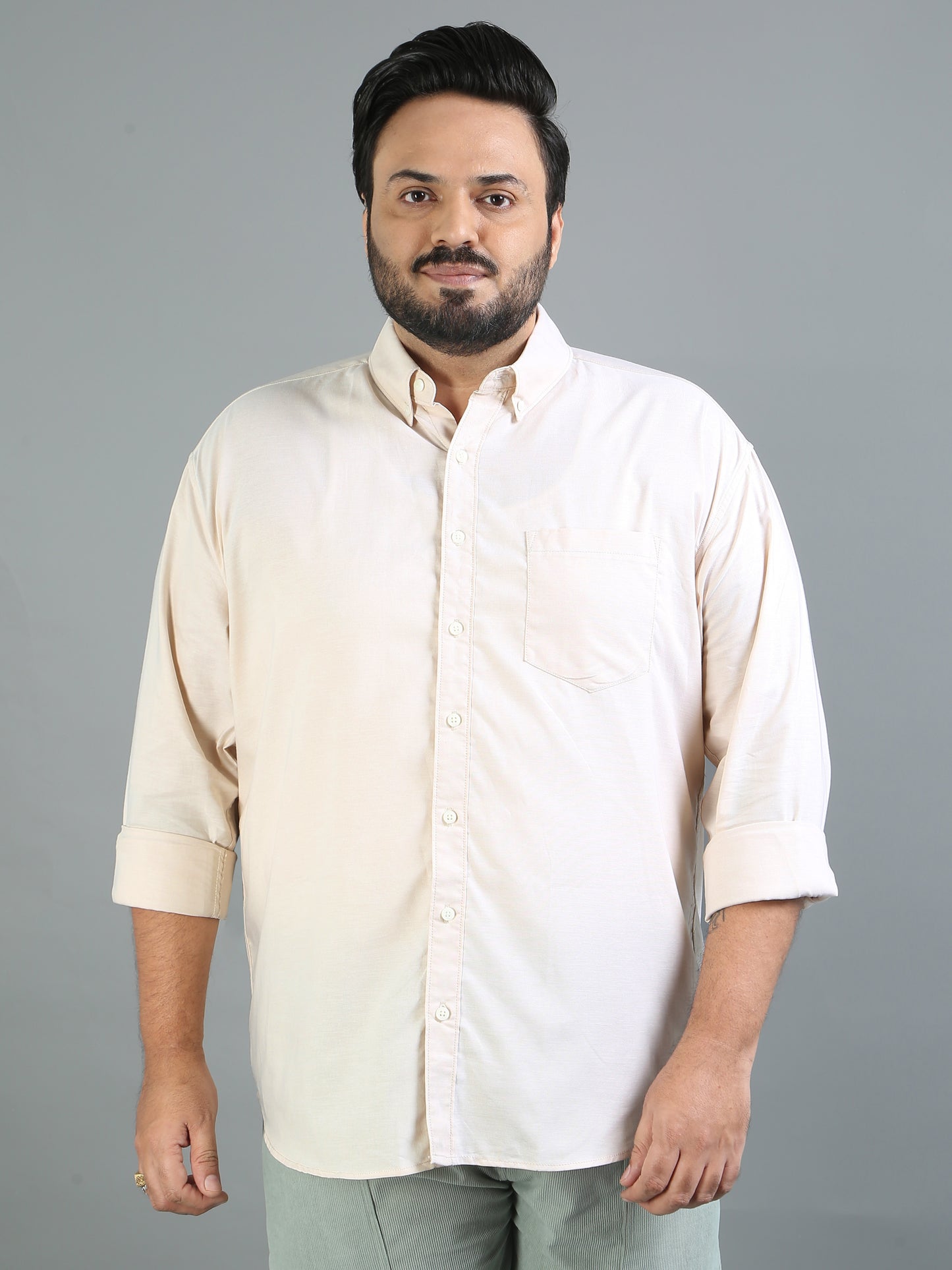 France Merino Plus Size Solid Shirt