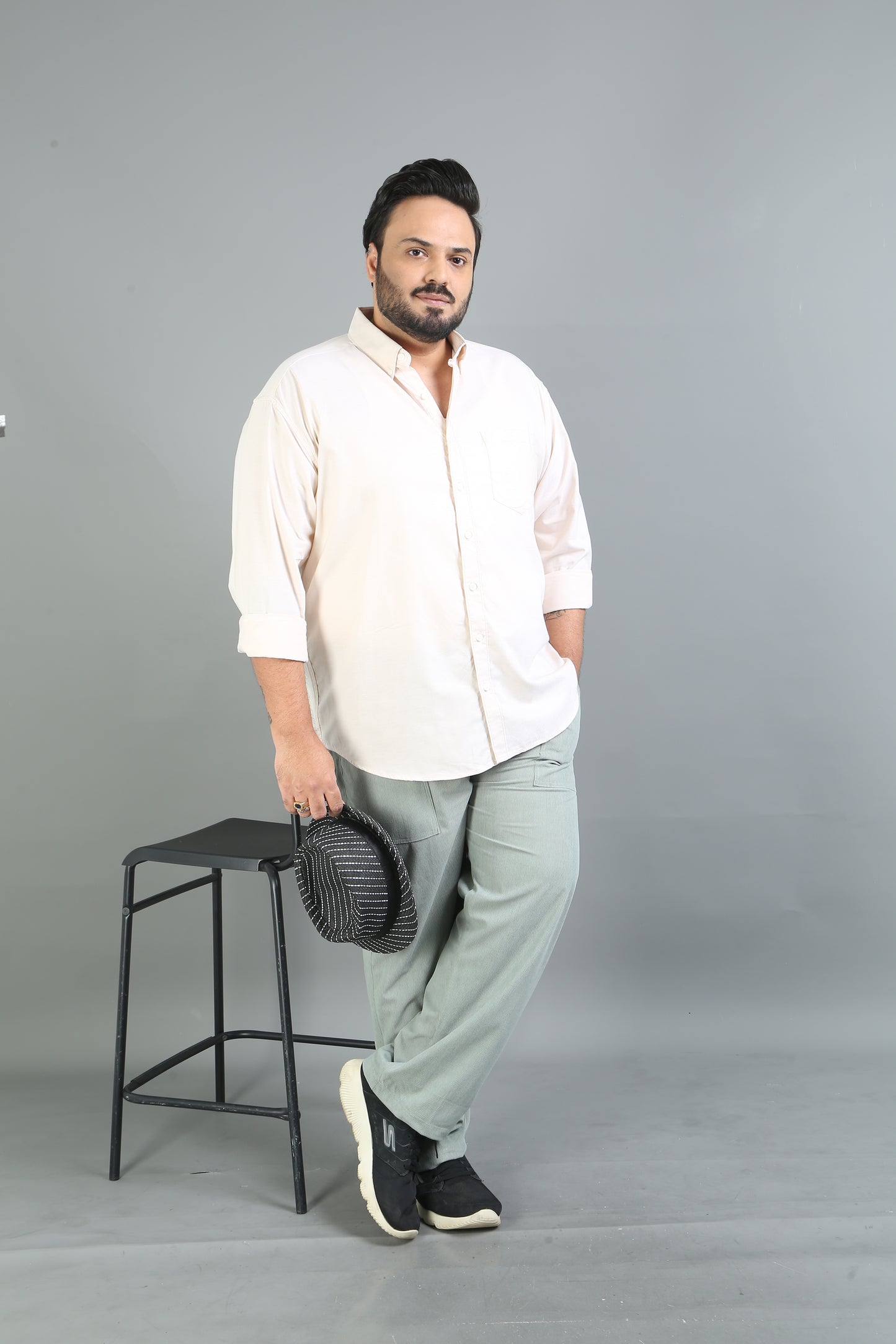 France Merino Plus Size Solid Shirt