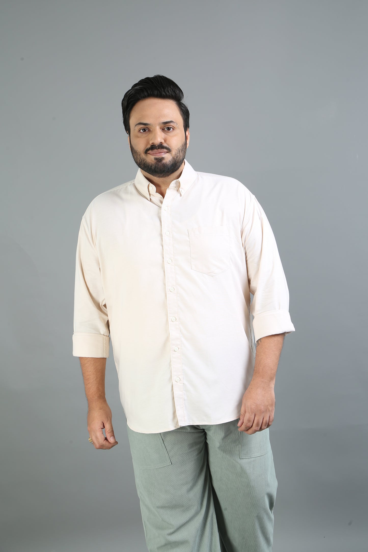 France Merino Plus Size Solid Shirt