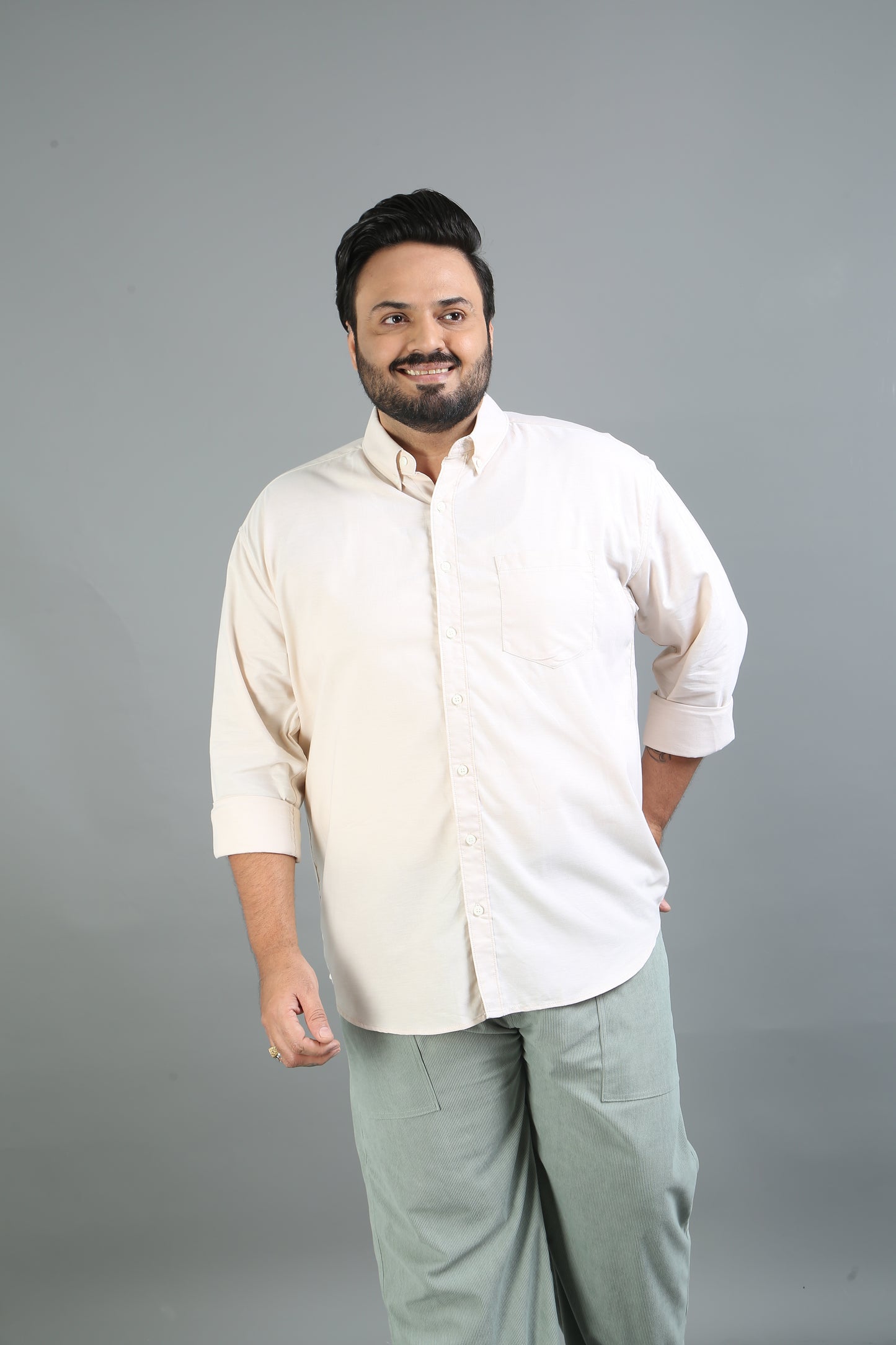 France Merino Plus Size Solid Shirt