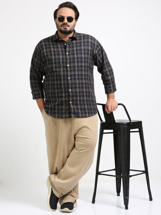 Franciscoo Dark Slate Grey Plus Size Checks Shirt