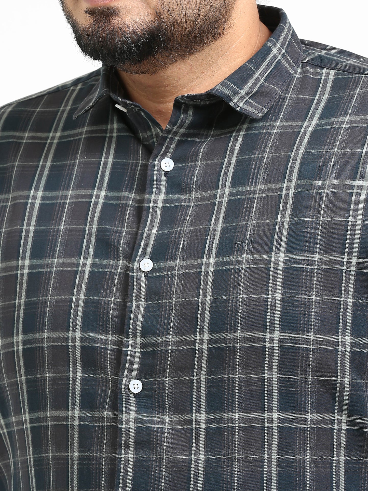 Franciscoo Charcol Plus Size Checks Shirt
