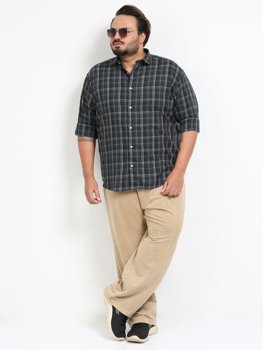 Franciscoo Charcol Plus Size Checks Shirt