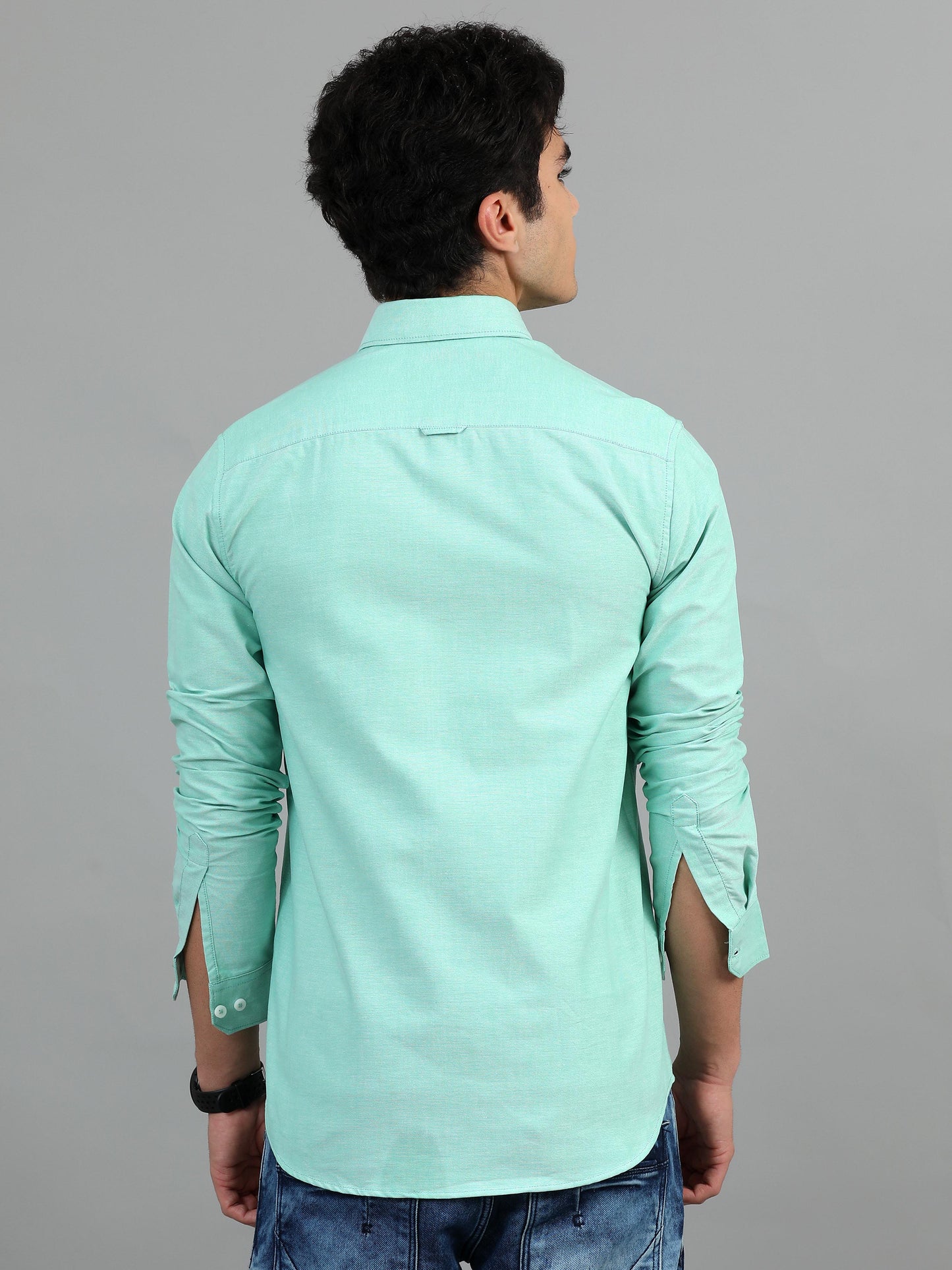 Pale Teal Solid Shirt For Men