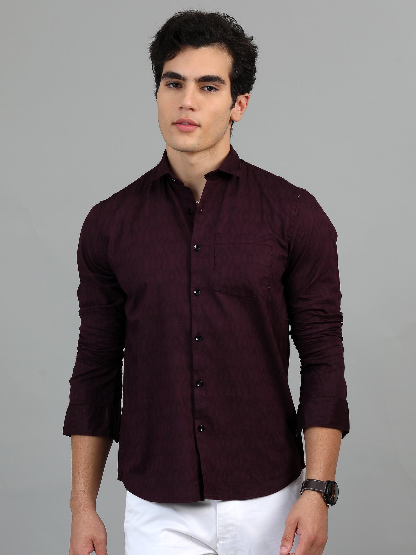 Brisbane Seal Brown Jacquard shirt