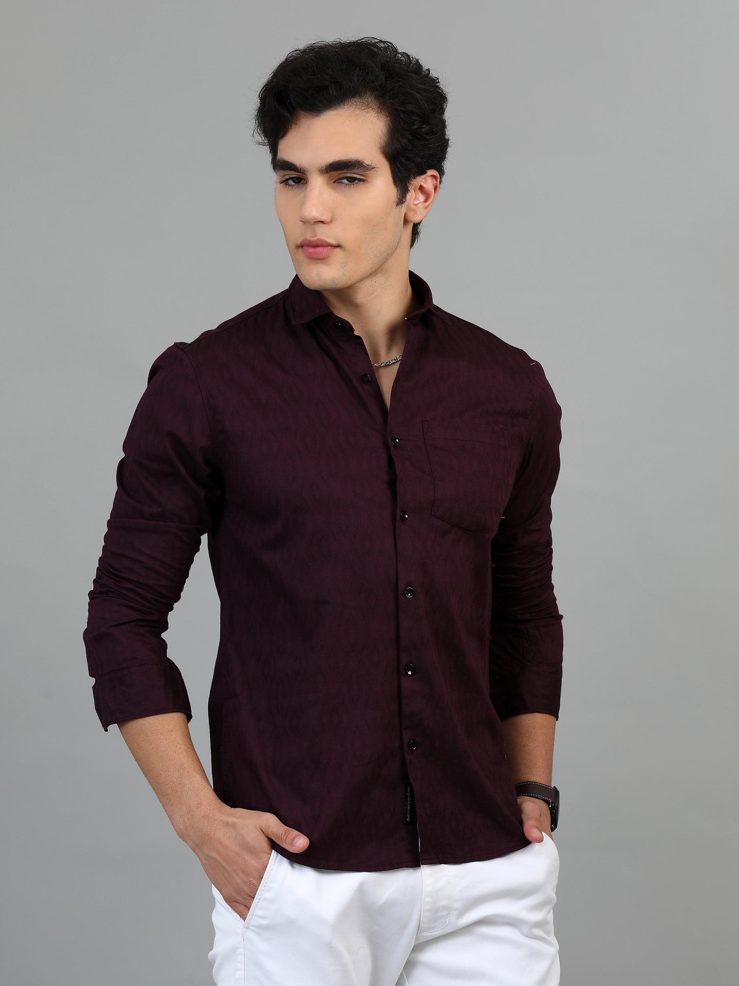 Brisbane Seal Brown Jacquard shirt