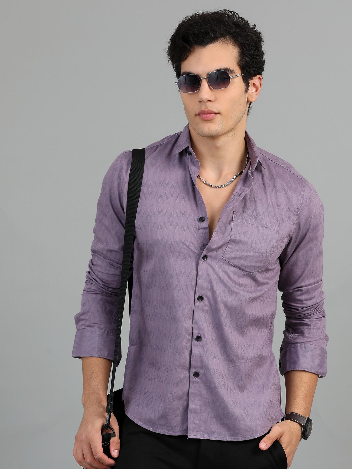 Brisbane Dusty Lavender Jacquard Shirt
