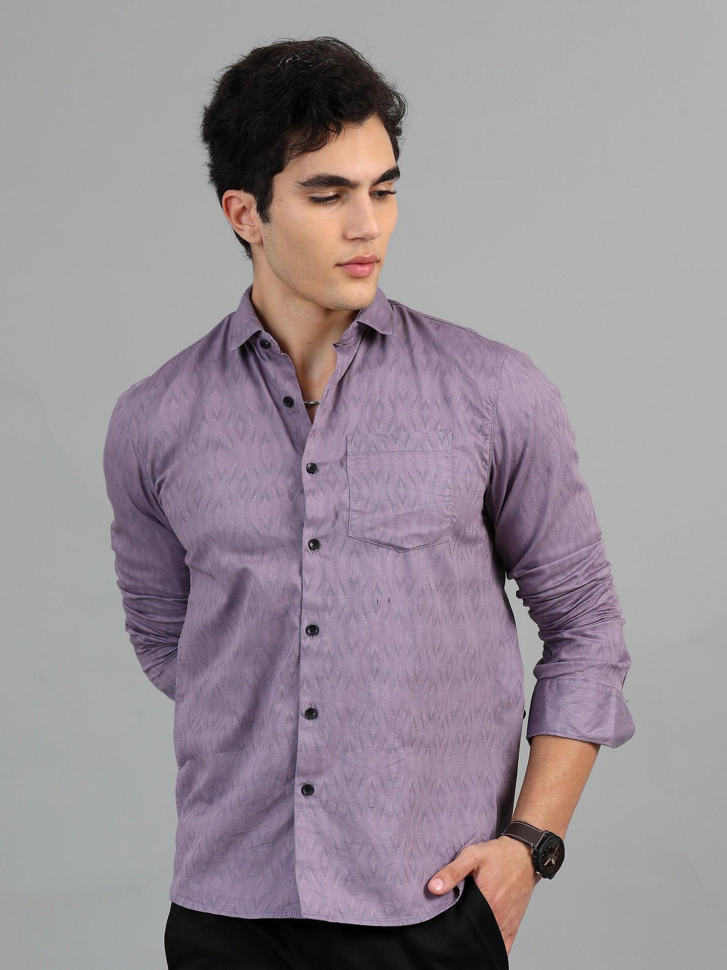 Brisbane Dusty Lavender Jacquard Shirt