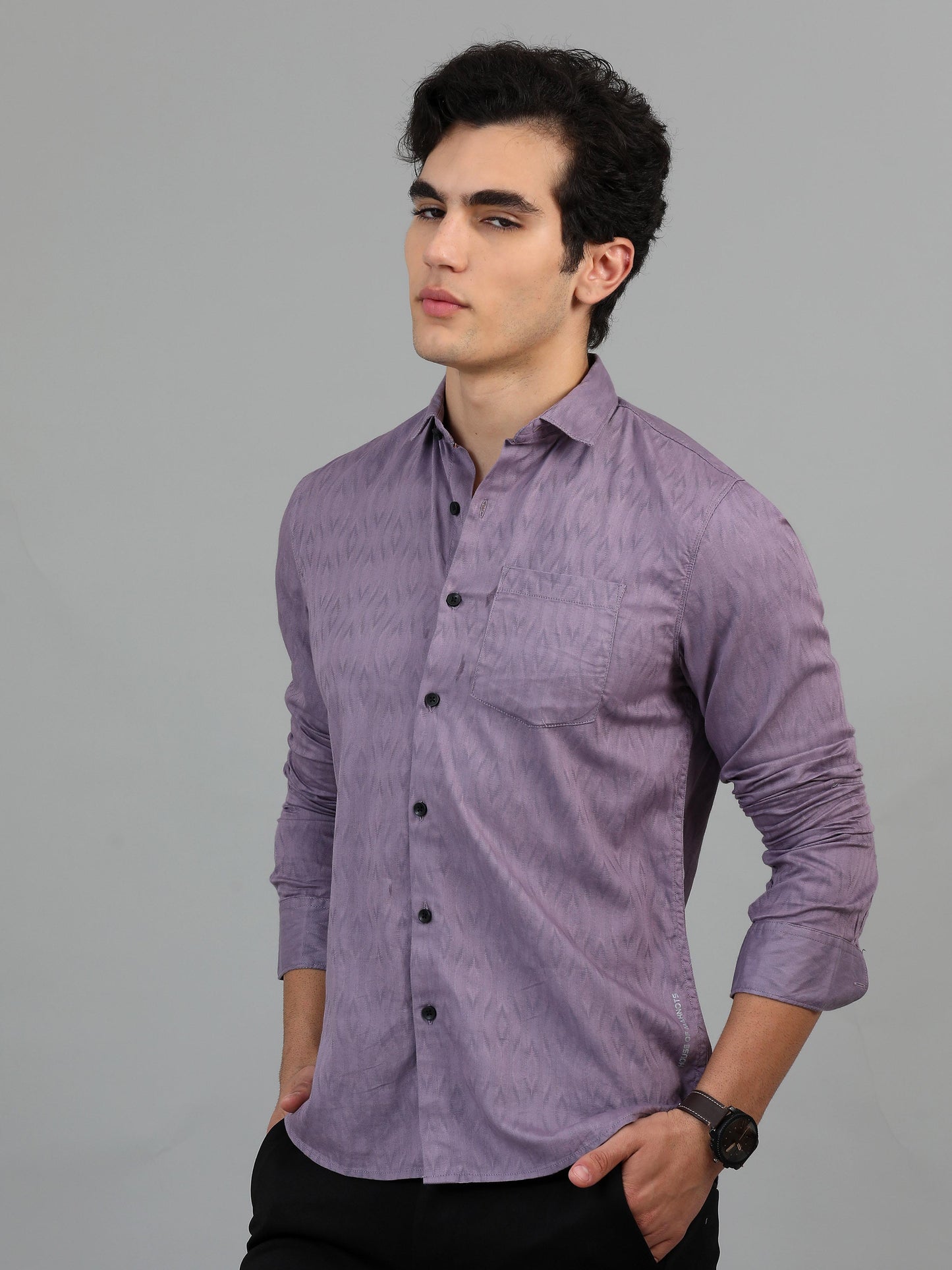 Brisbane Dusty Lavender Jacquard Shirt