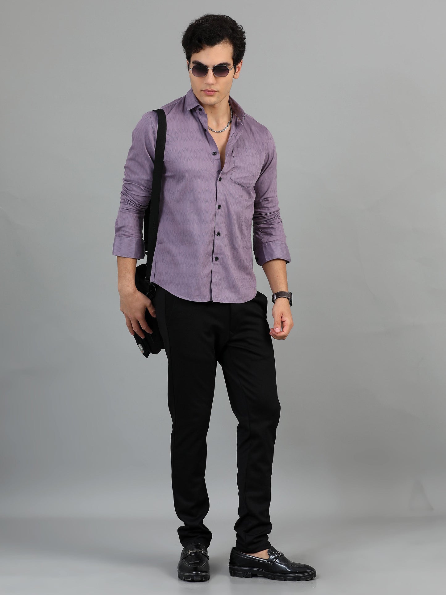 Brisbane Dusty Lavender Jacquard Shirt