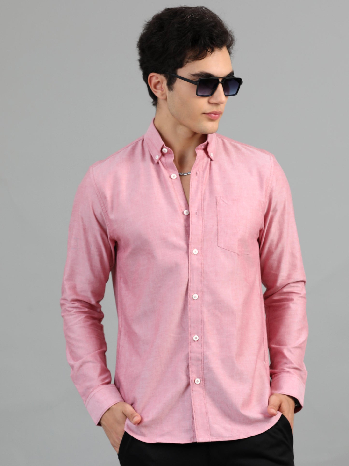 France Pastel Pink Statement Solid Shirt