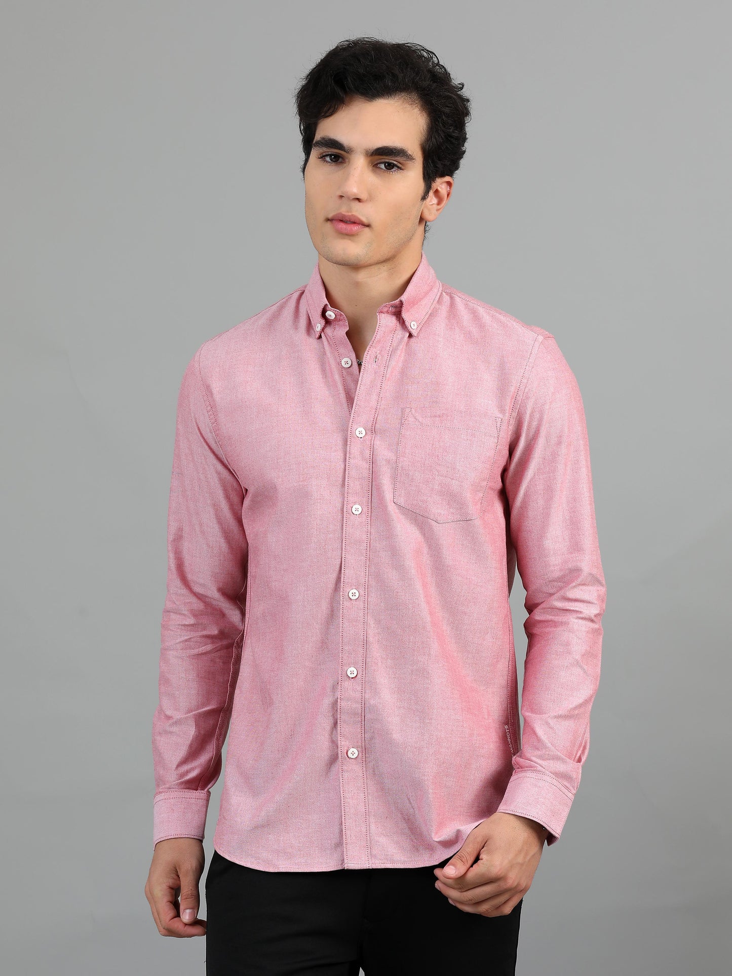 France Pastel Pink Statement Solid Shirt