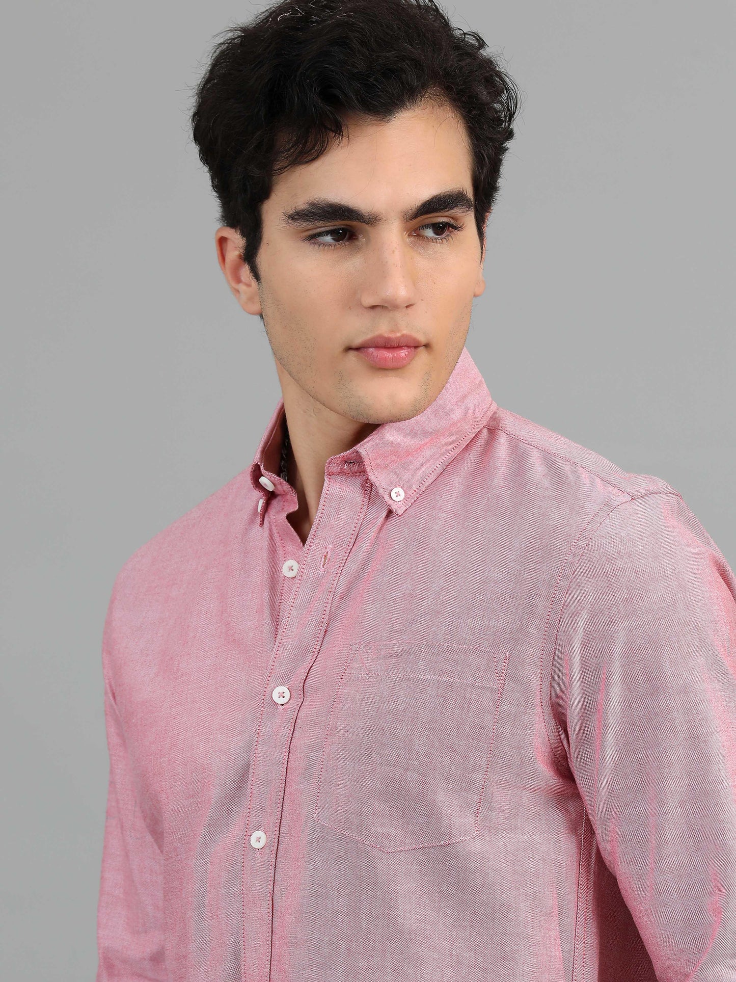 France Pastel Pink Statement Solid Shirt
