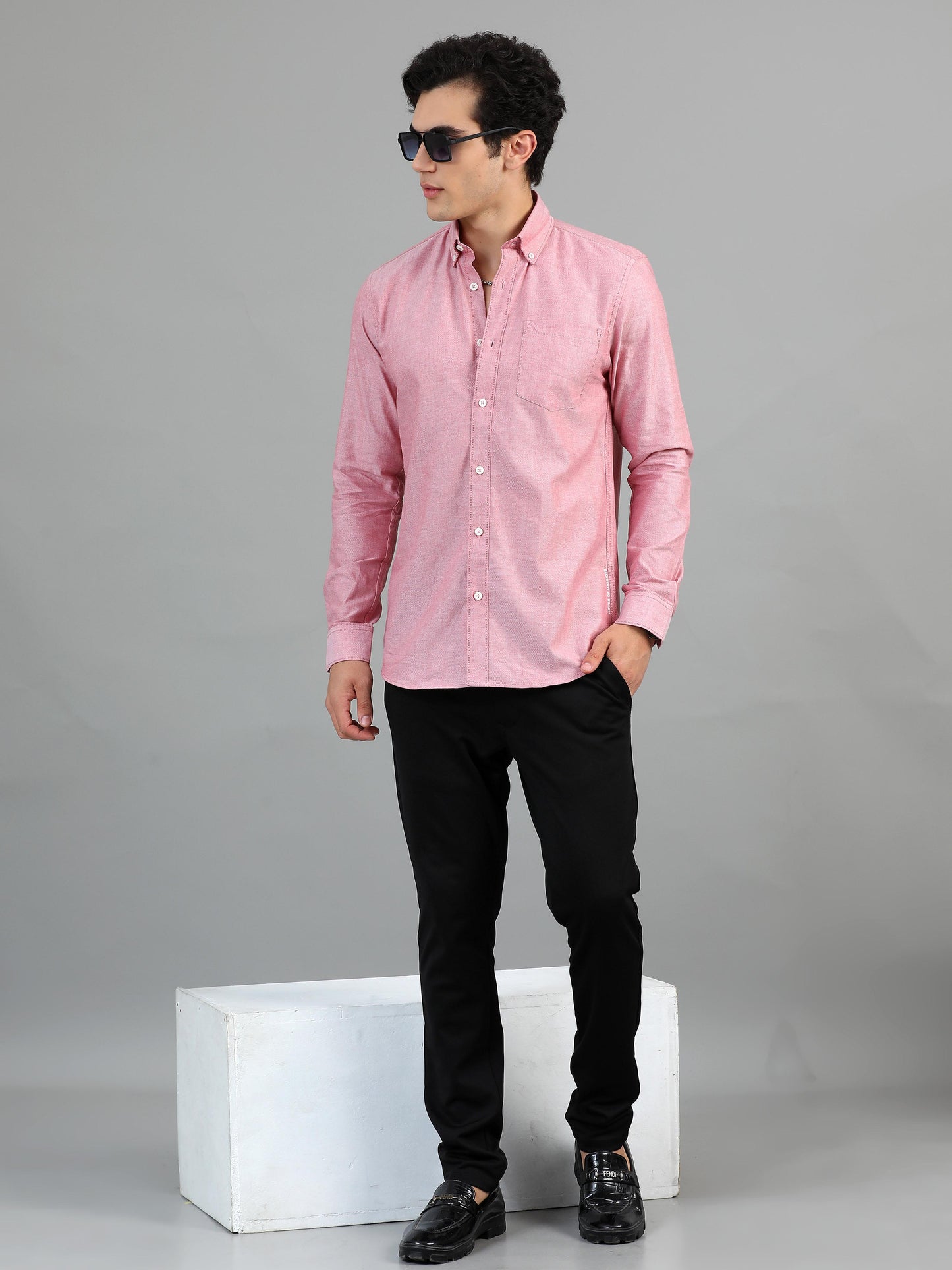 France Pastel Pink Statement Solid Shirt