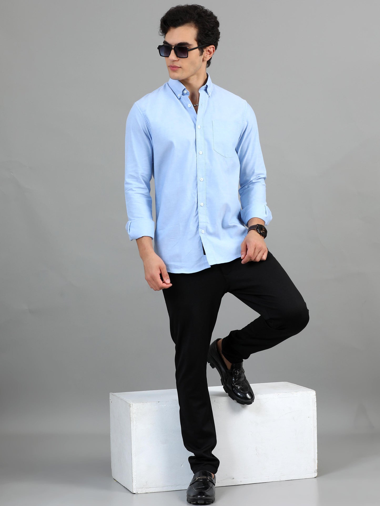 France Tropical blue Statement Solid Shirt