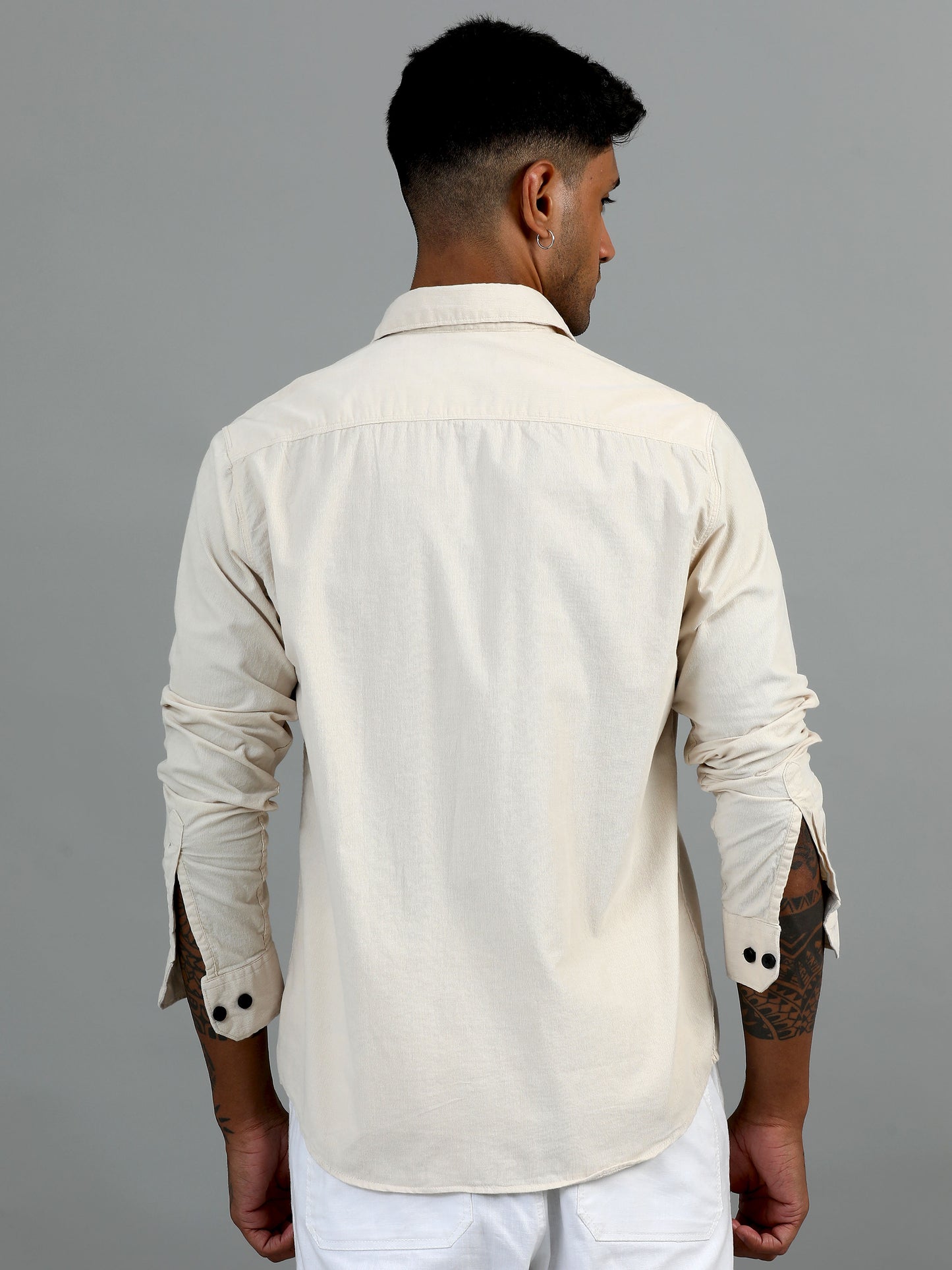Vancouver Premium Cotton Cream Corduroy Double Pocket Shirt