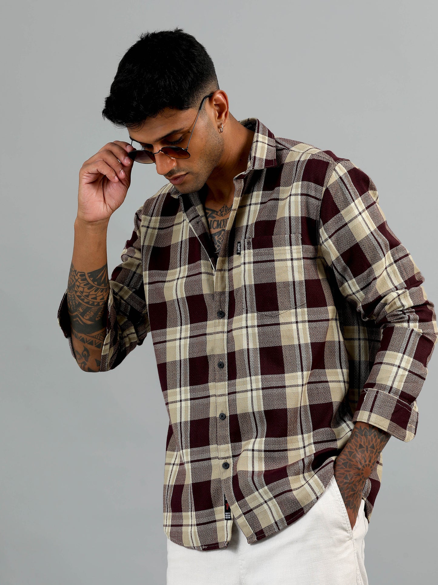 Aleppo Brown & Cream Checks Shirt