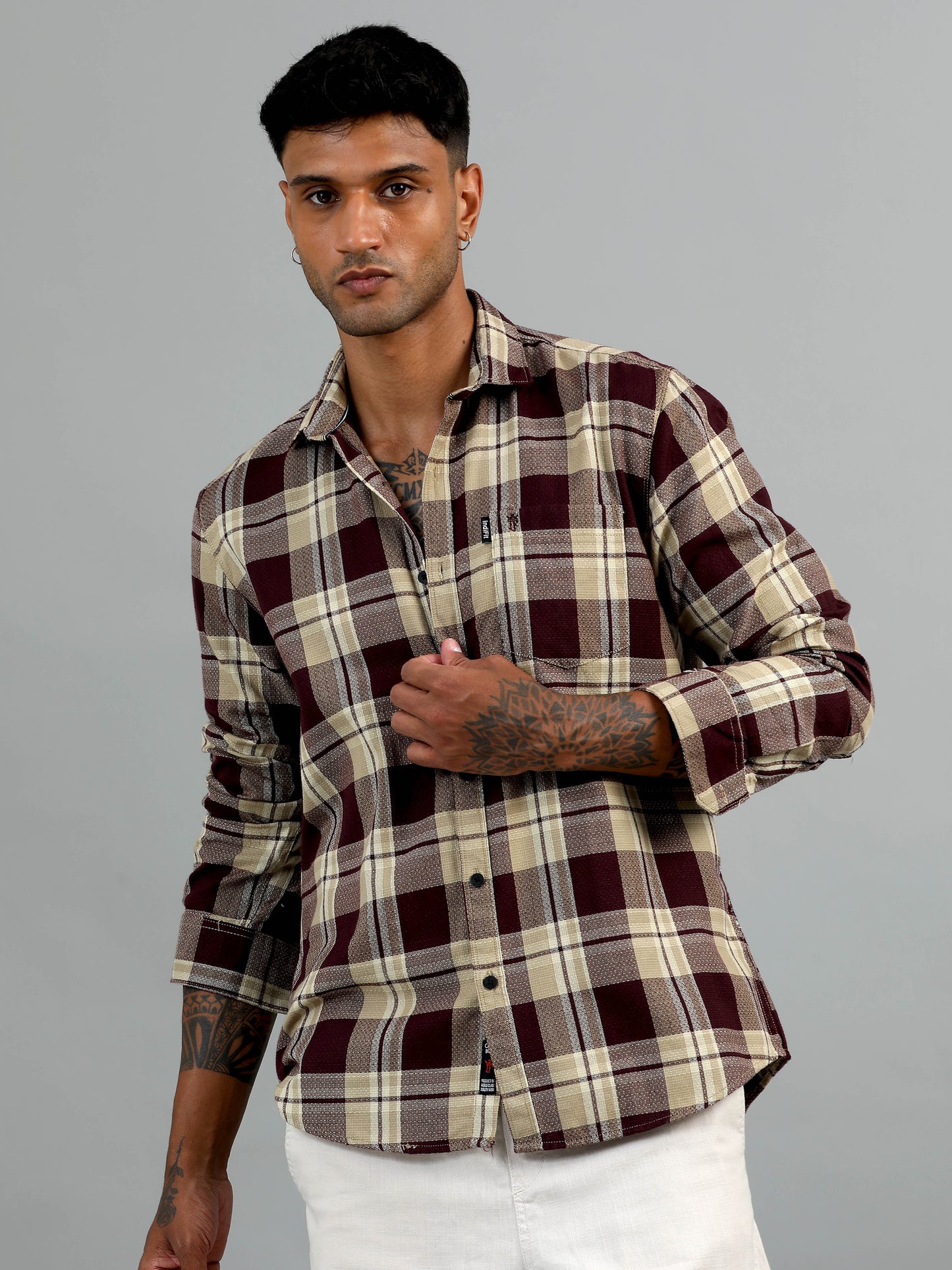 Aleppo Brown & Cream Checks Shirt