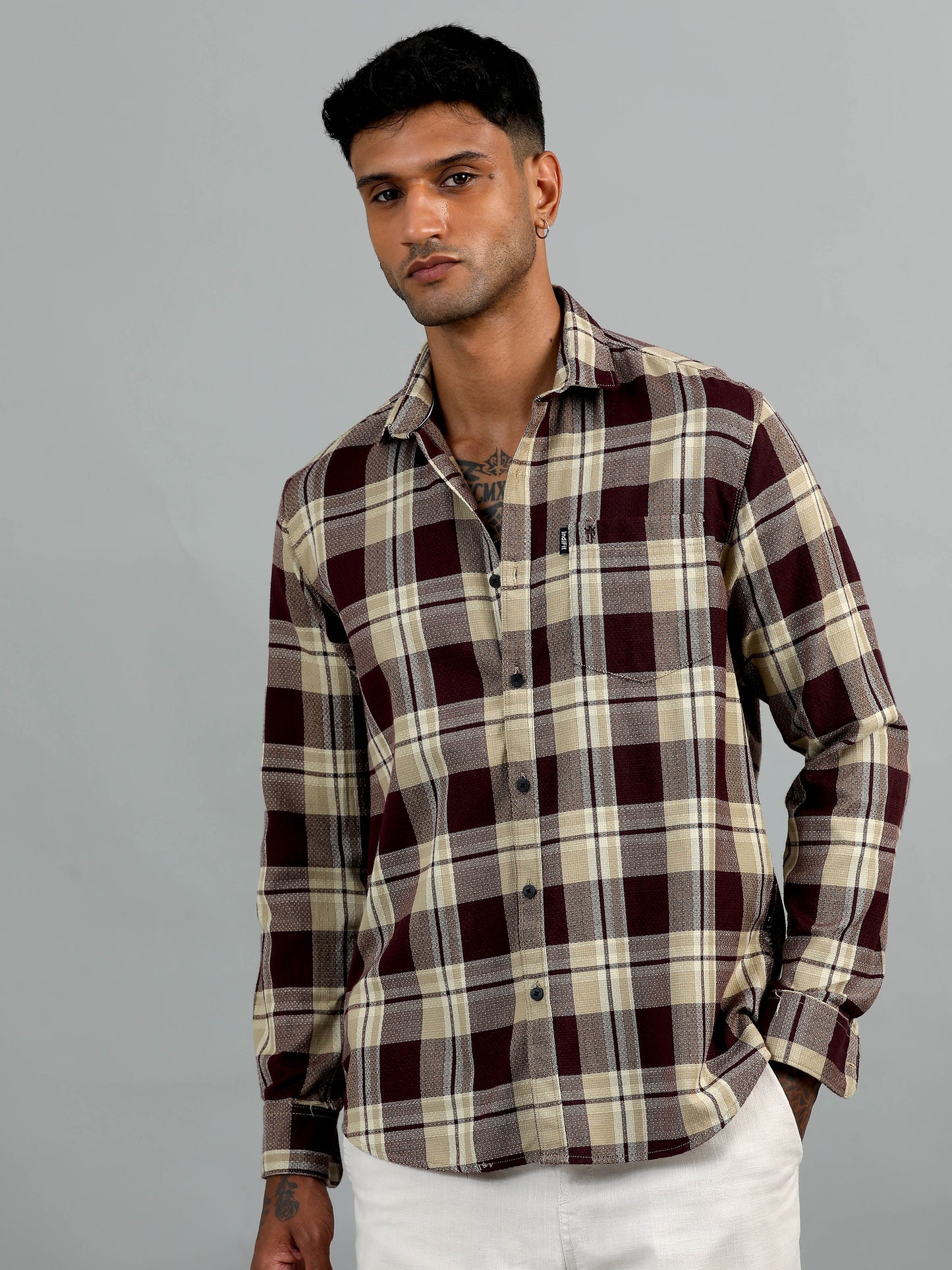Aleppo Brown & Cream Checks Shirt