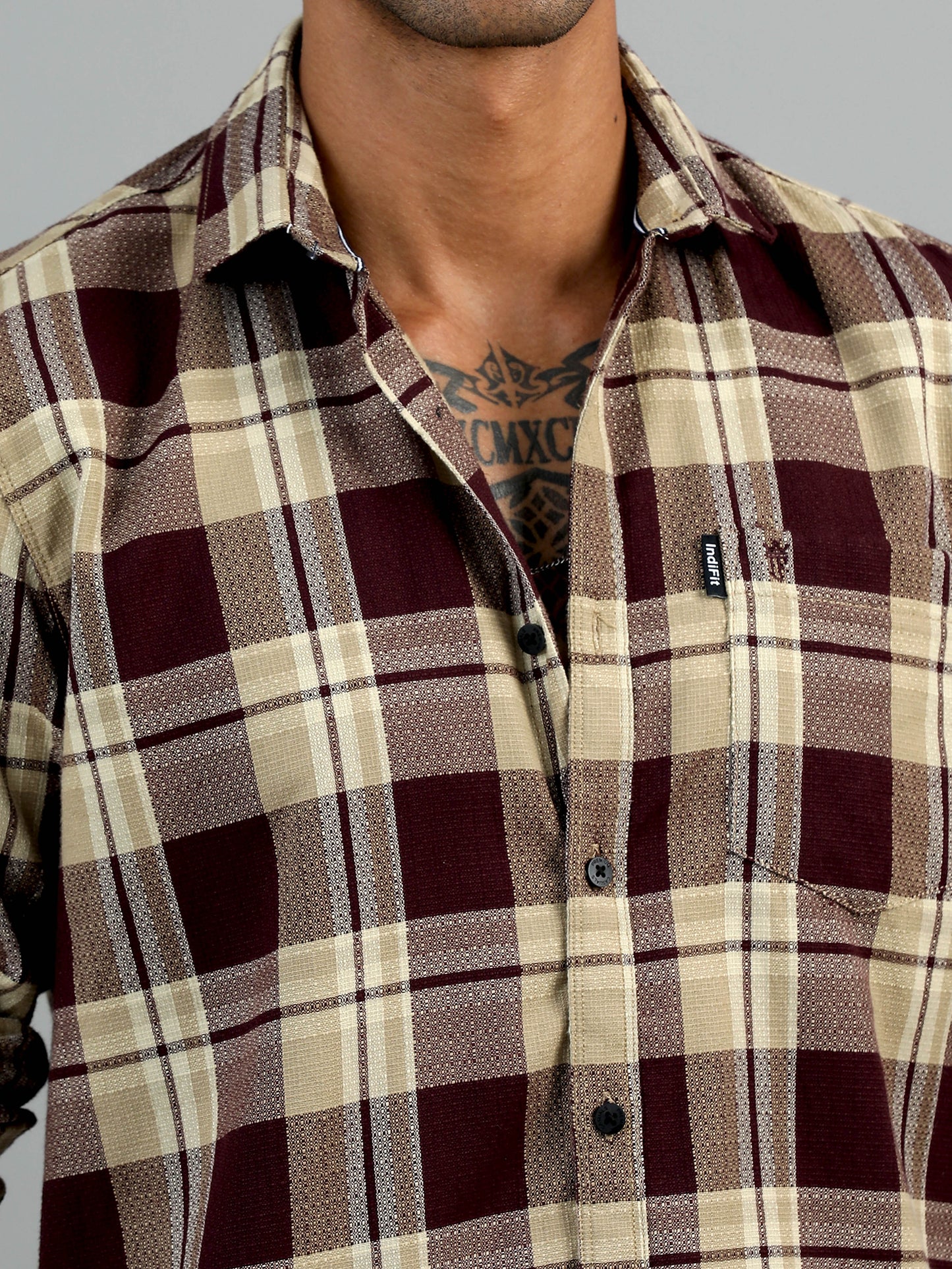 Aleppo Brown & Cream Checks Shirt