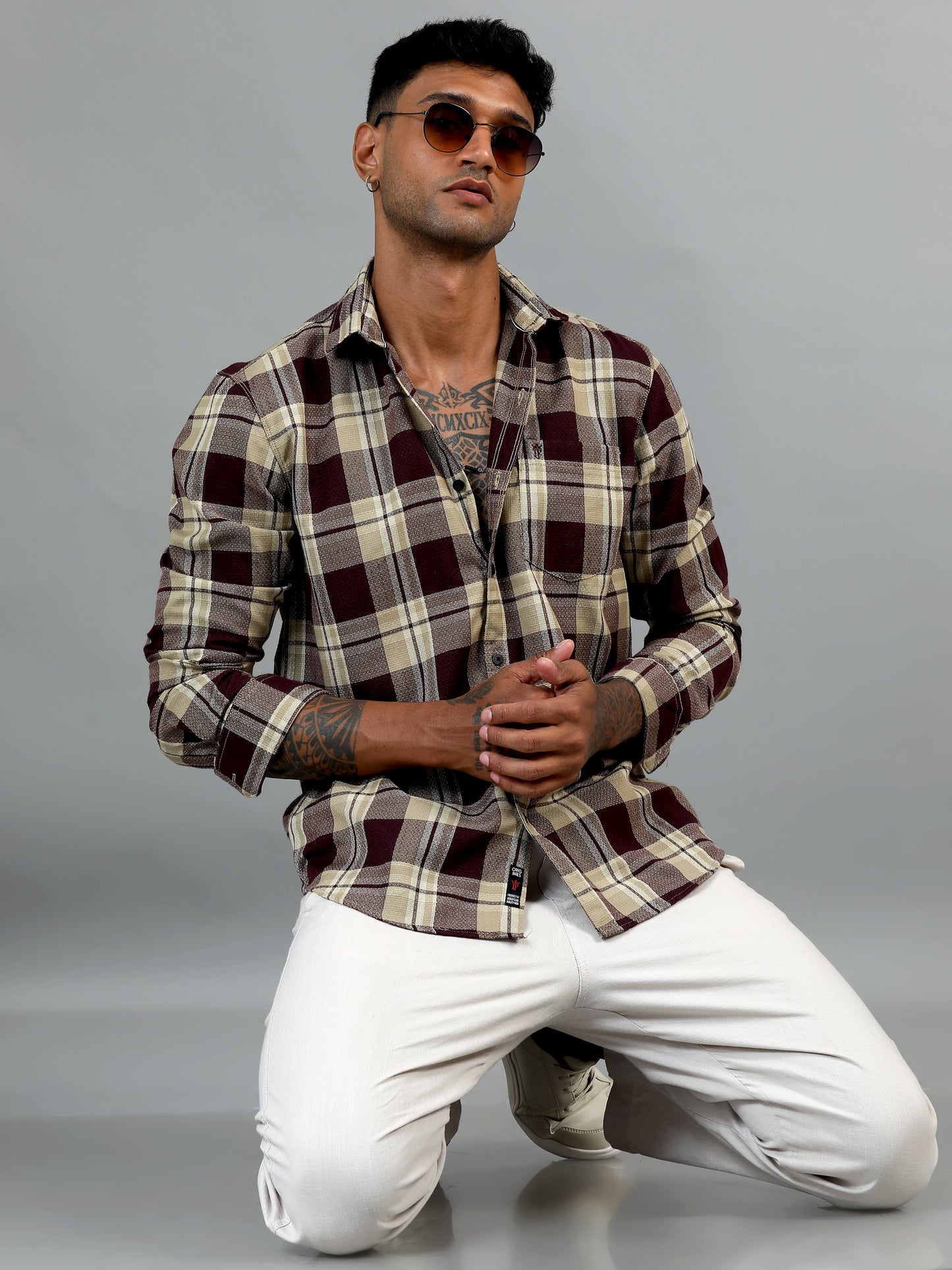 Aleppo Brown & Cream Checks Shirt