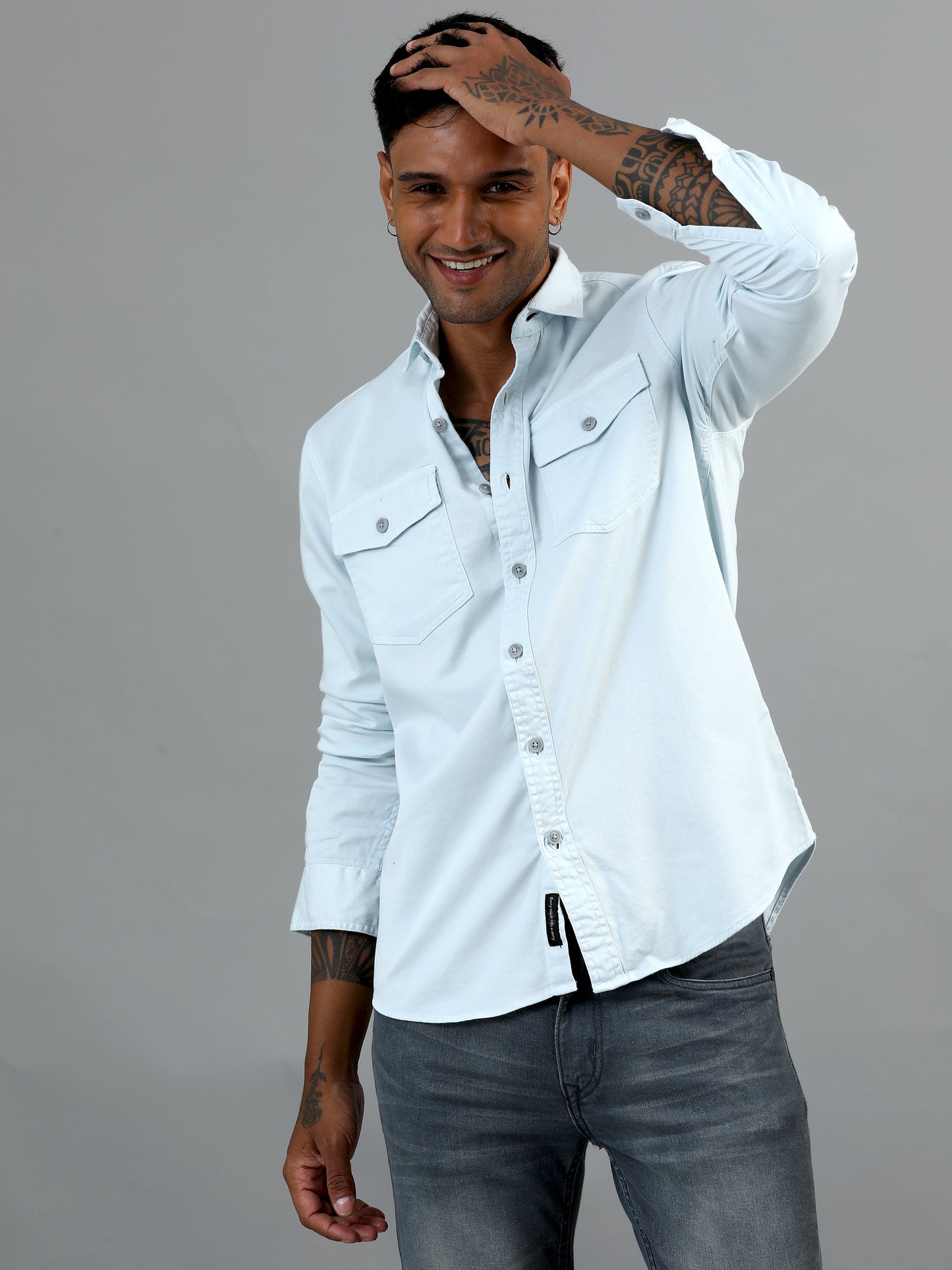 Greece Double Pocket White Shirt