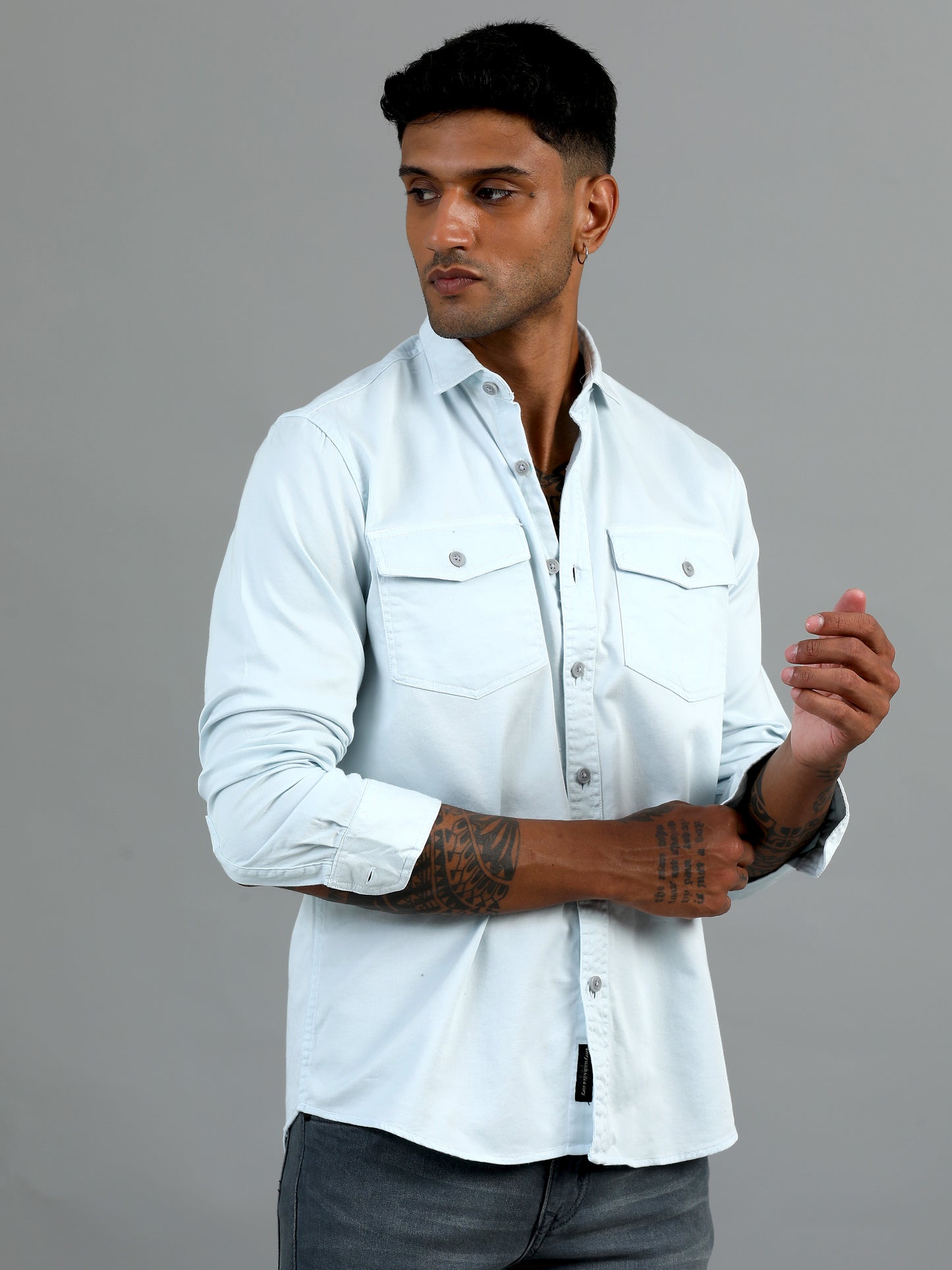 Greece Double Pocket White Shirt
