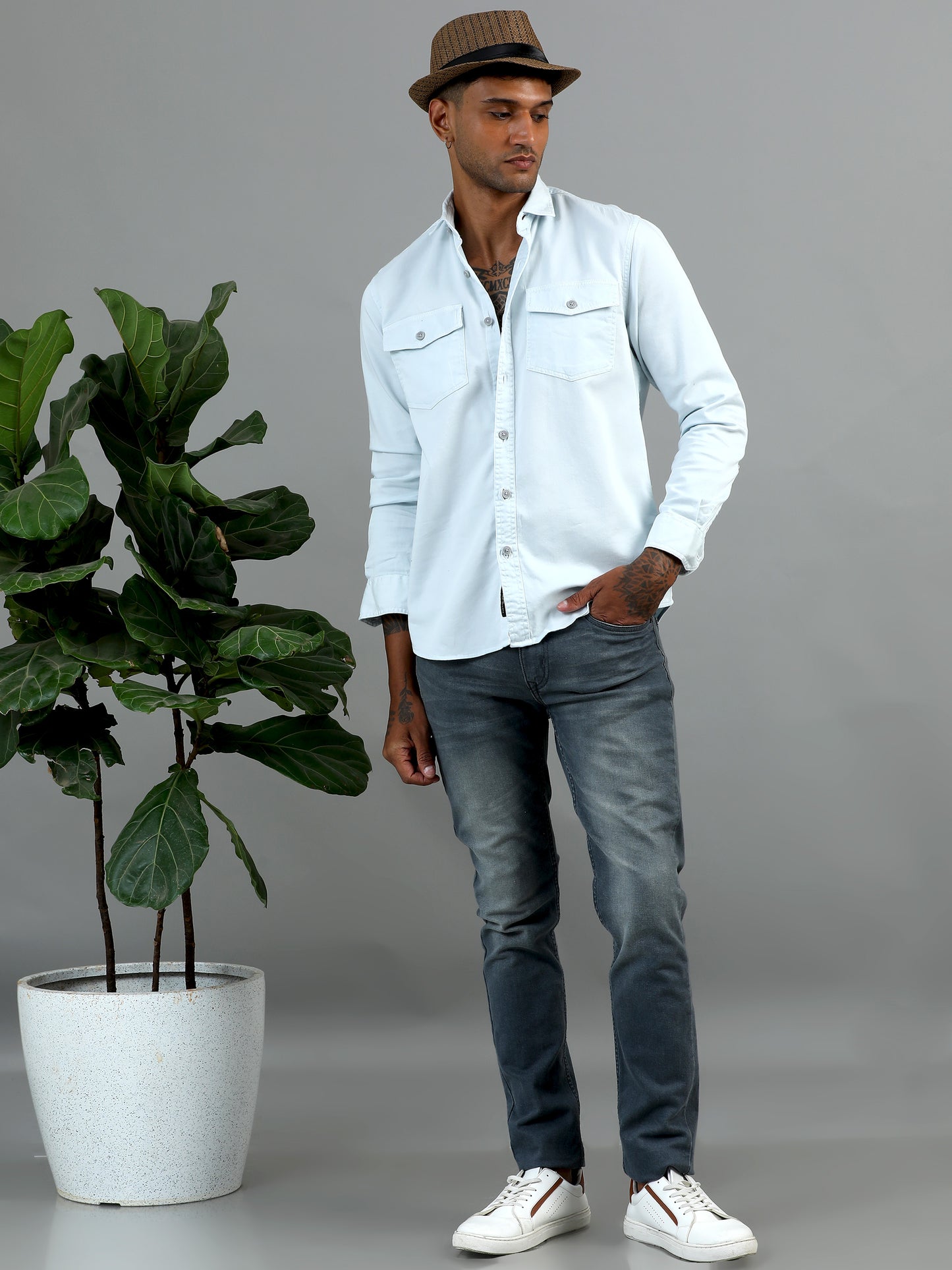 Greece Double Pocket White Shirt