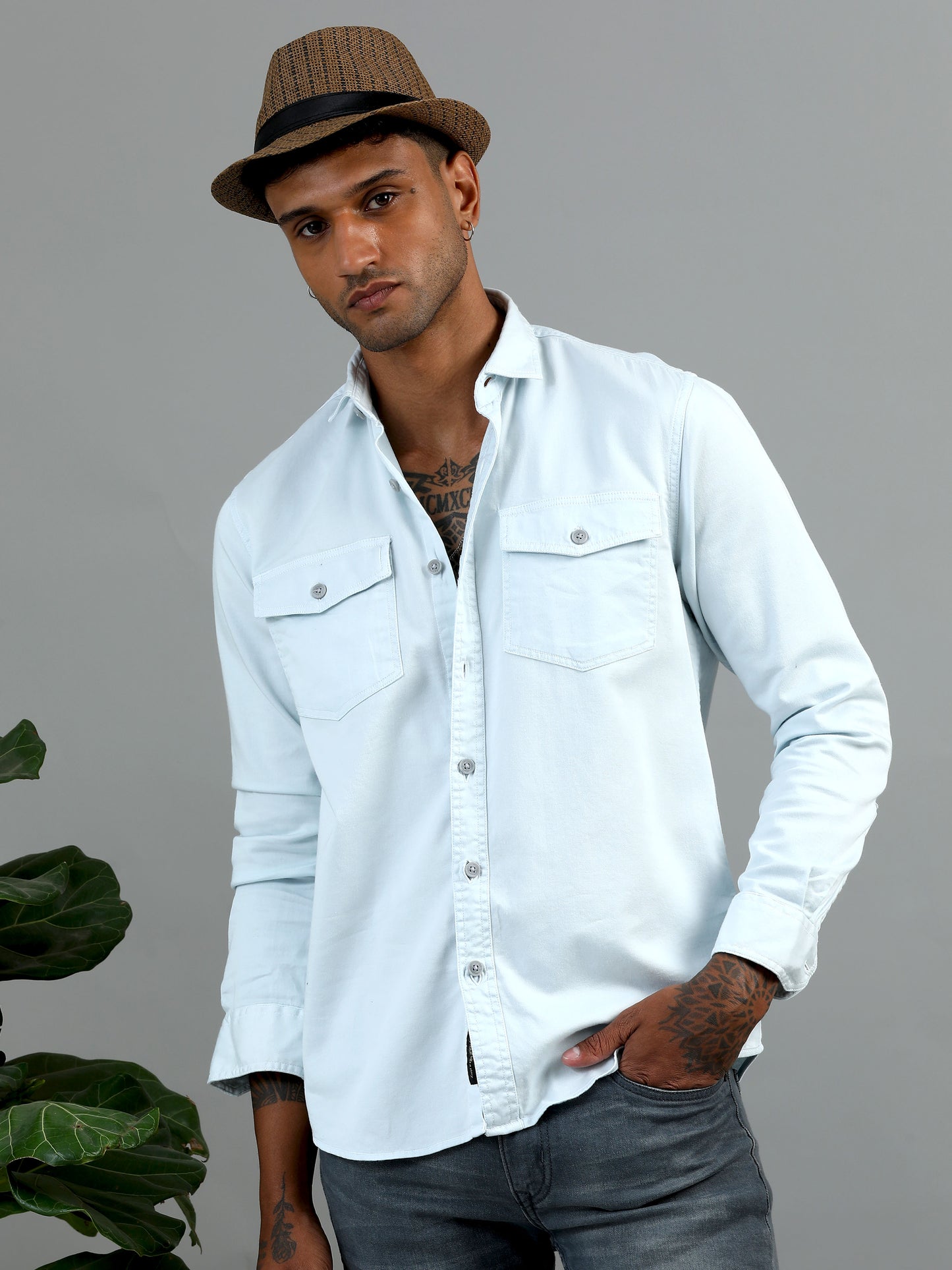 Greece Double Pocket White Shirt
