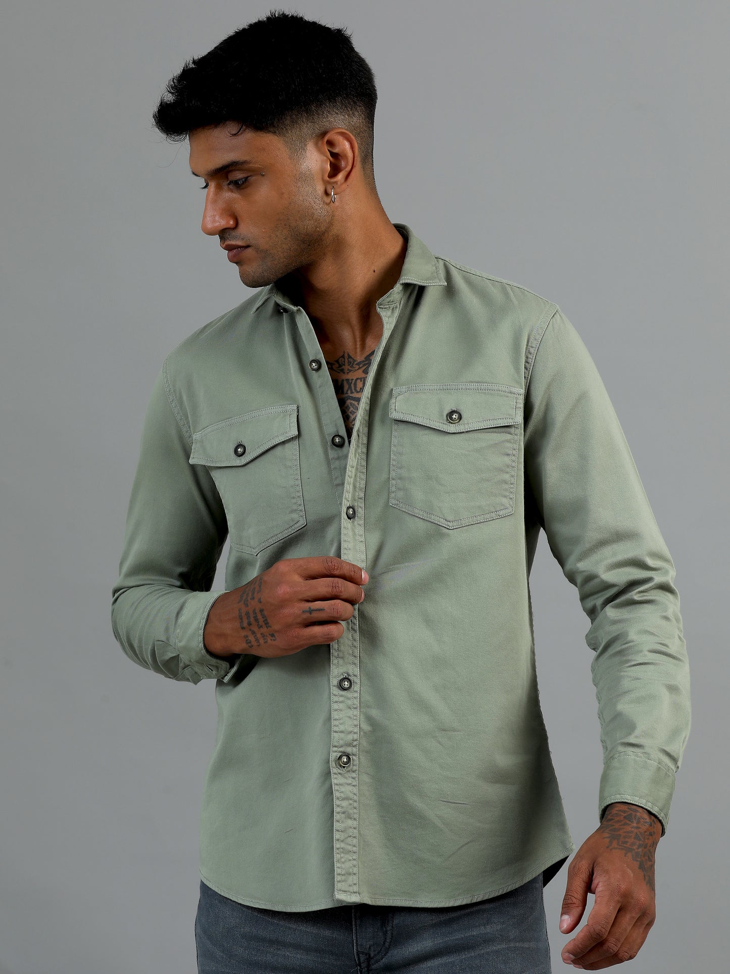 Greece Double Pocket Green Shirt