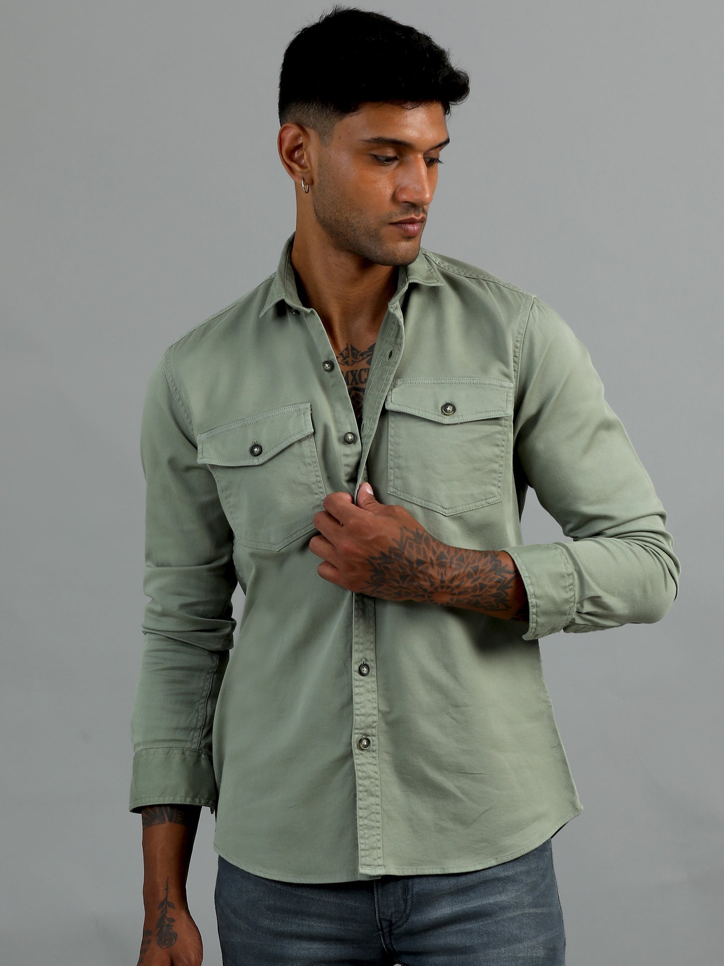Greece Double Pocket Green Shirt