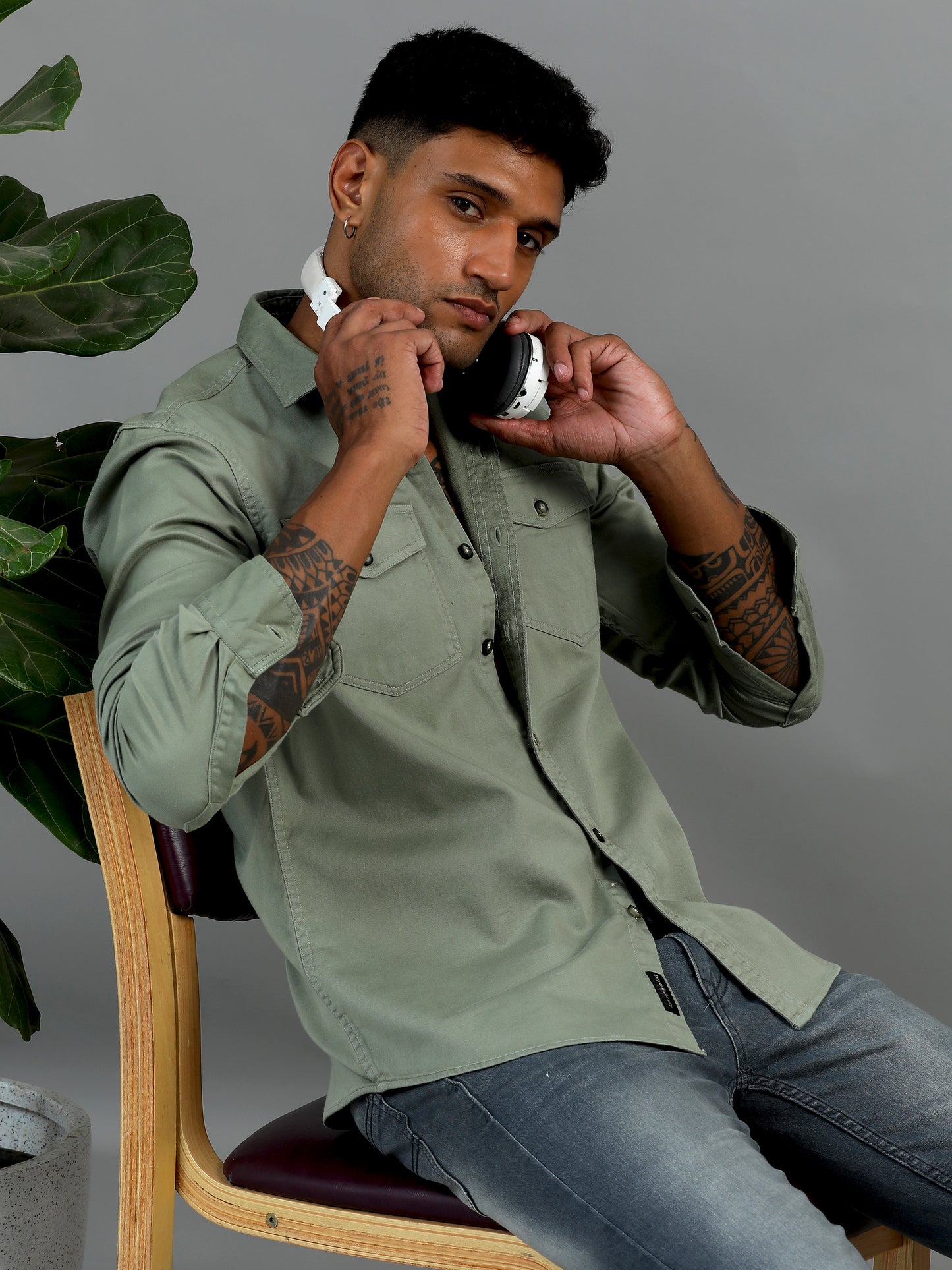 Greece Double Pocket Green Shirt