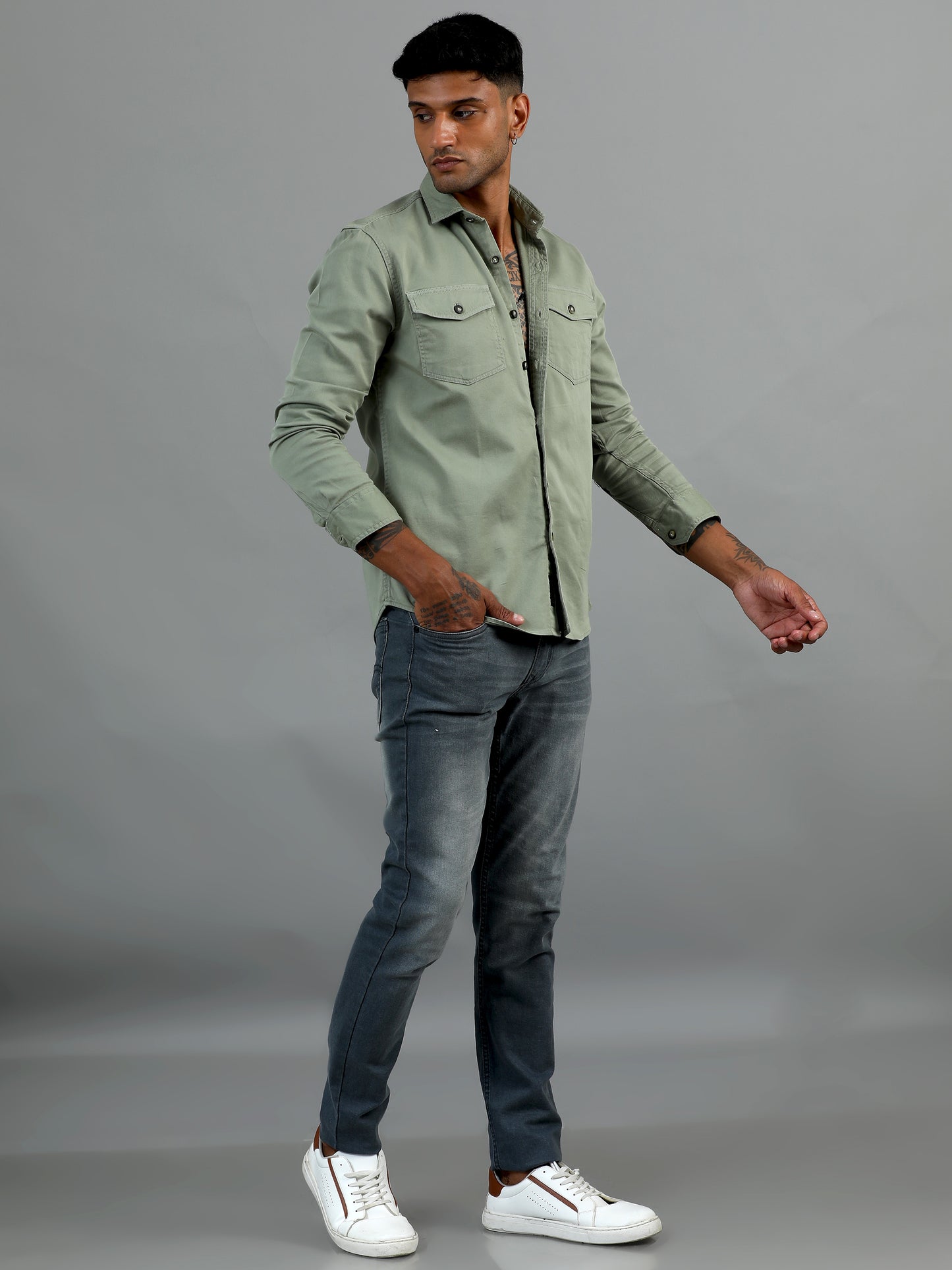 Greece Double Pocket Green Shirt