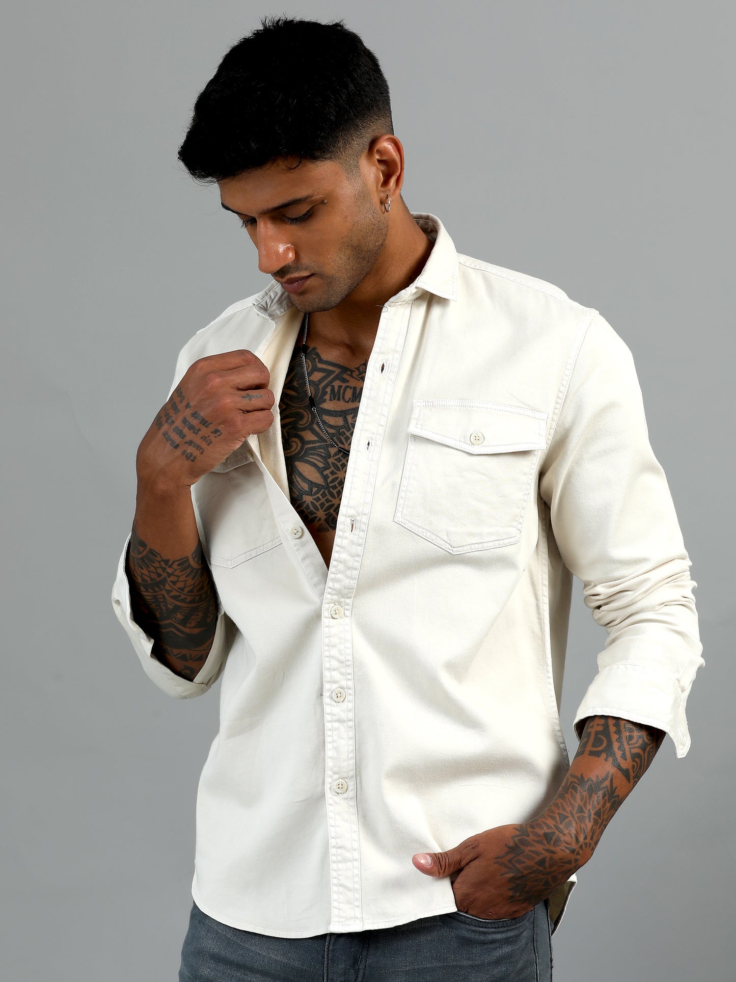Greece Double Pocket Cream Shirt