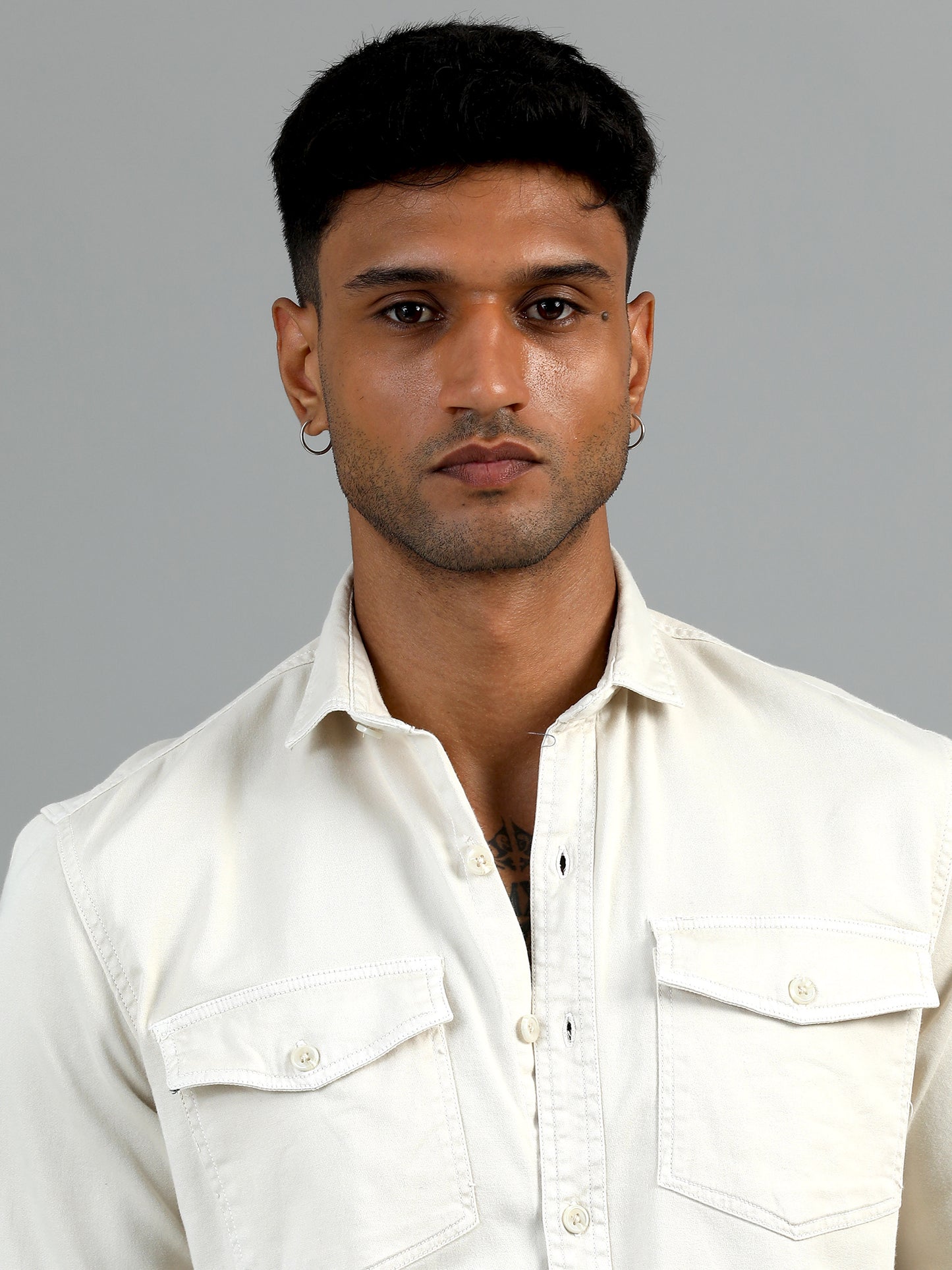 Greece Double Pocket Cream Shirt