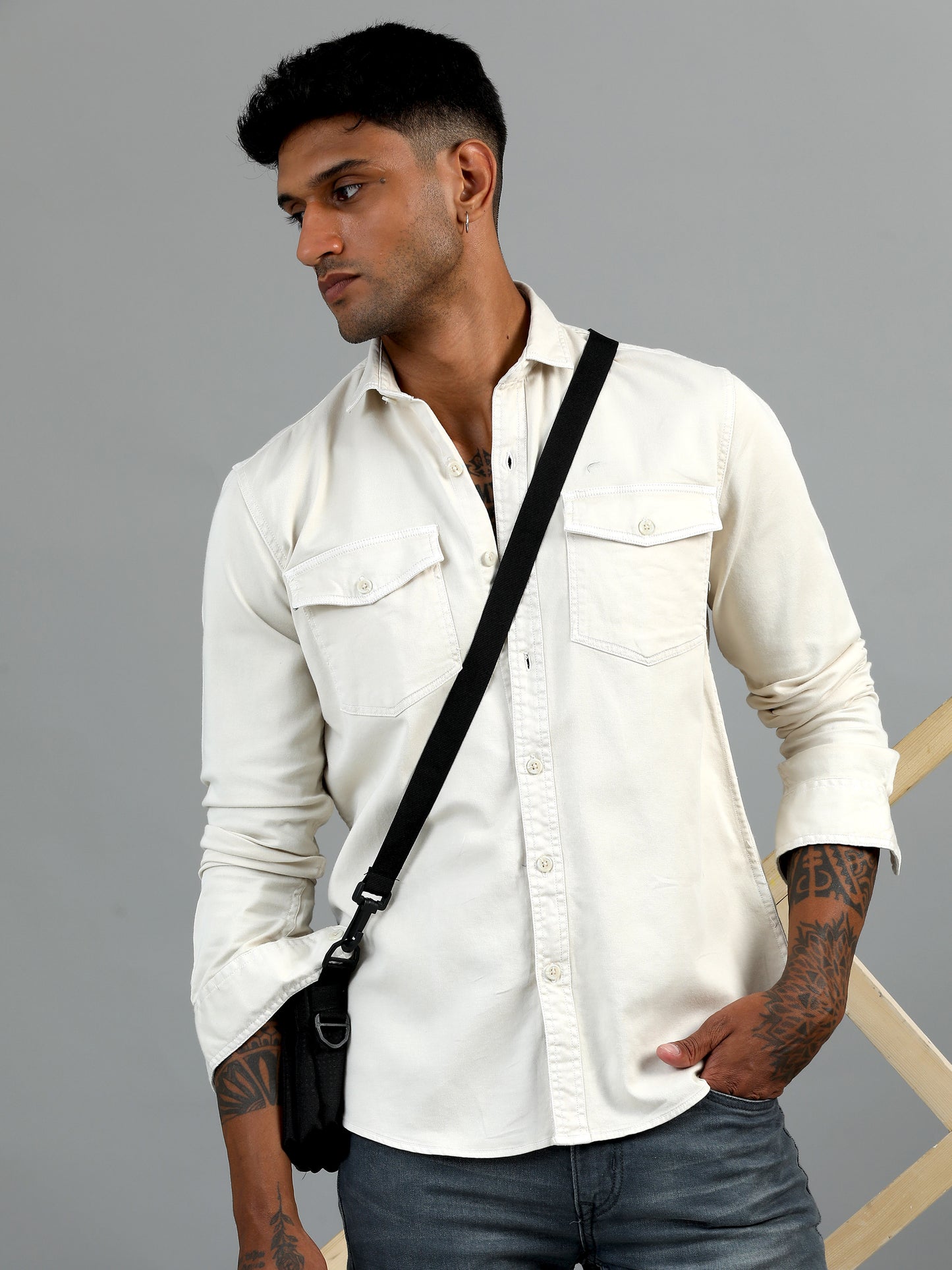 Greece Double Pocket Cream Shirt