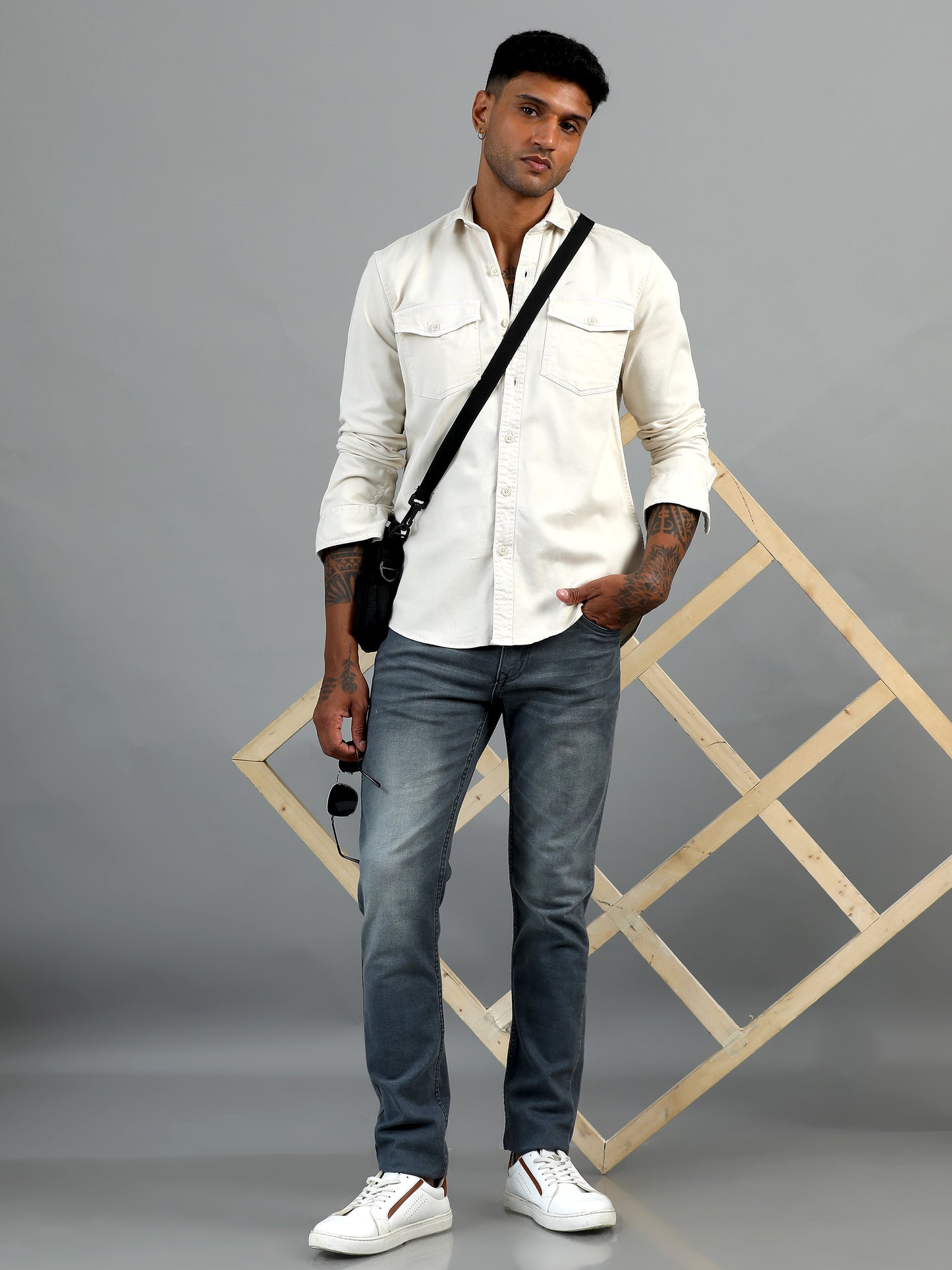Greece Double Pocket Cream Shirt