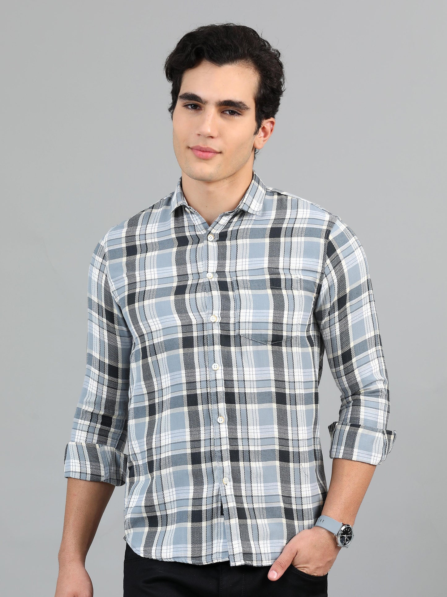 Hanoi Cadet blue Timeless check shirt