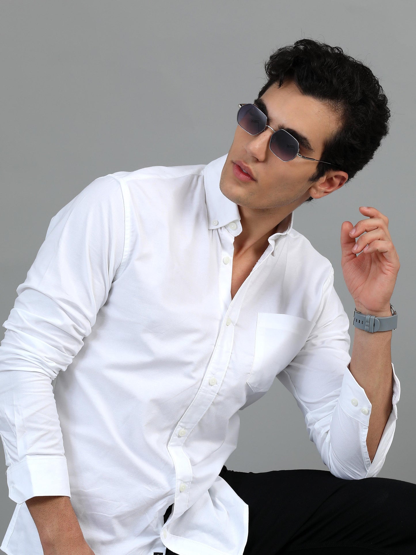 France White Statement Solid Shirt