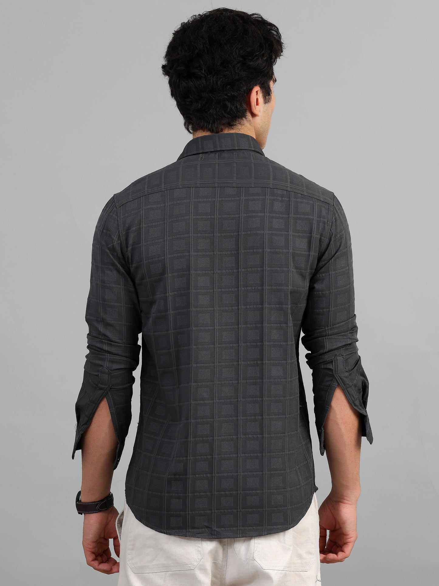 Geordie Bright Grey Timeless Self Checked Shirt