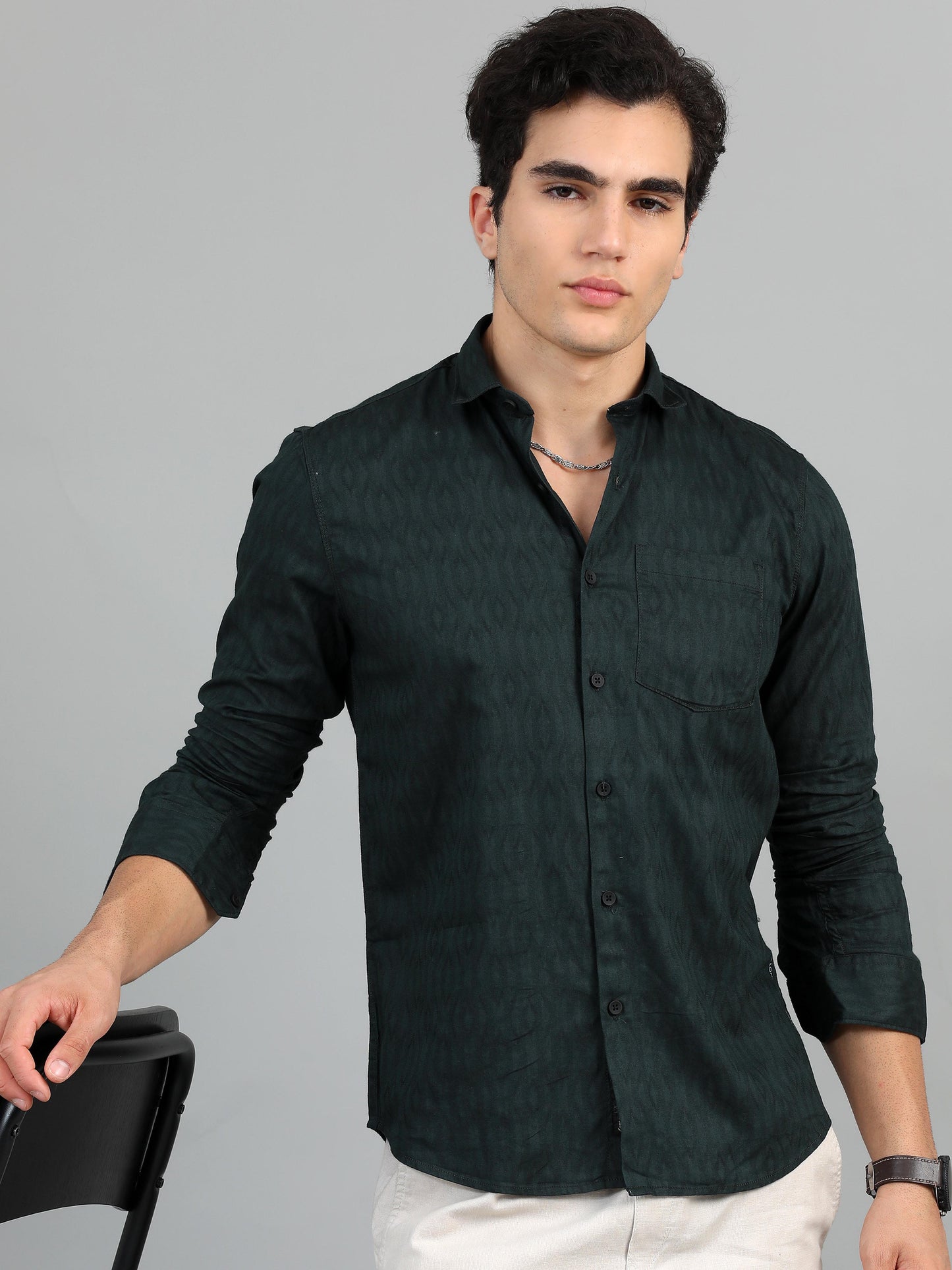 Brisbane Jungle green Jacquard shirt