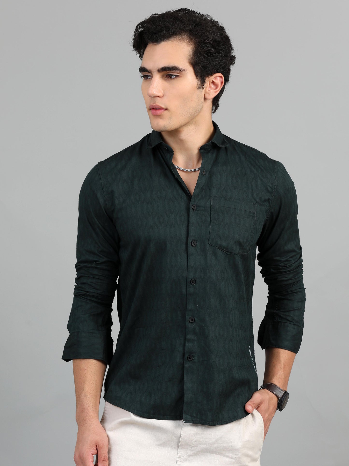 Brisbane Jungle green Jacquard shirt